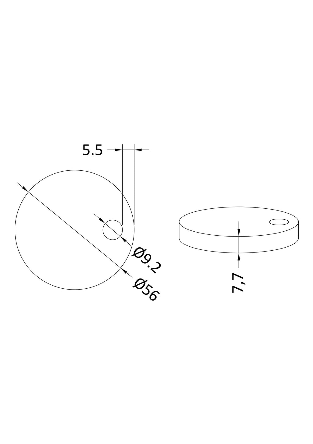 10mm diameter bathroom sink hole cover plate, chrome finish for modern Bubly bathroom designs.