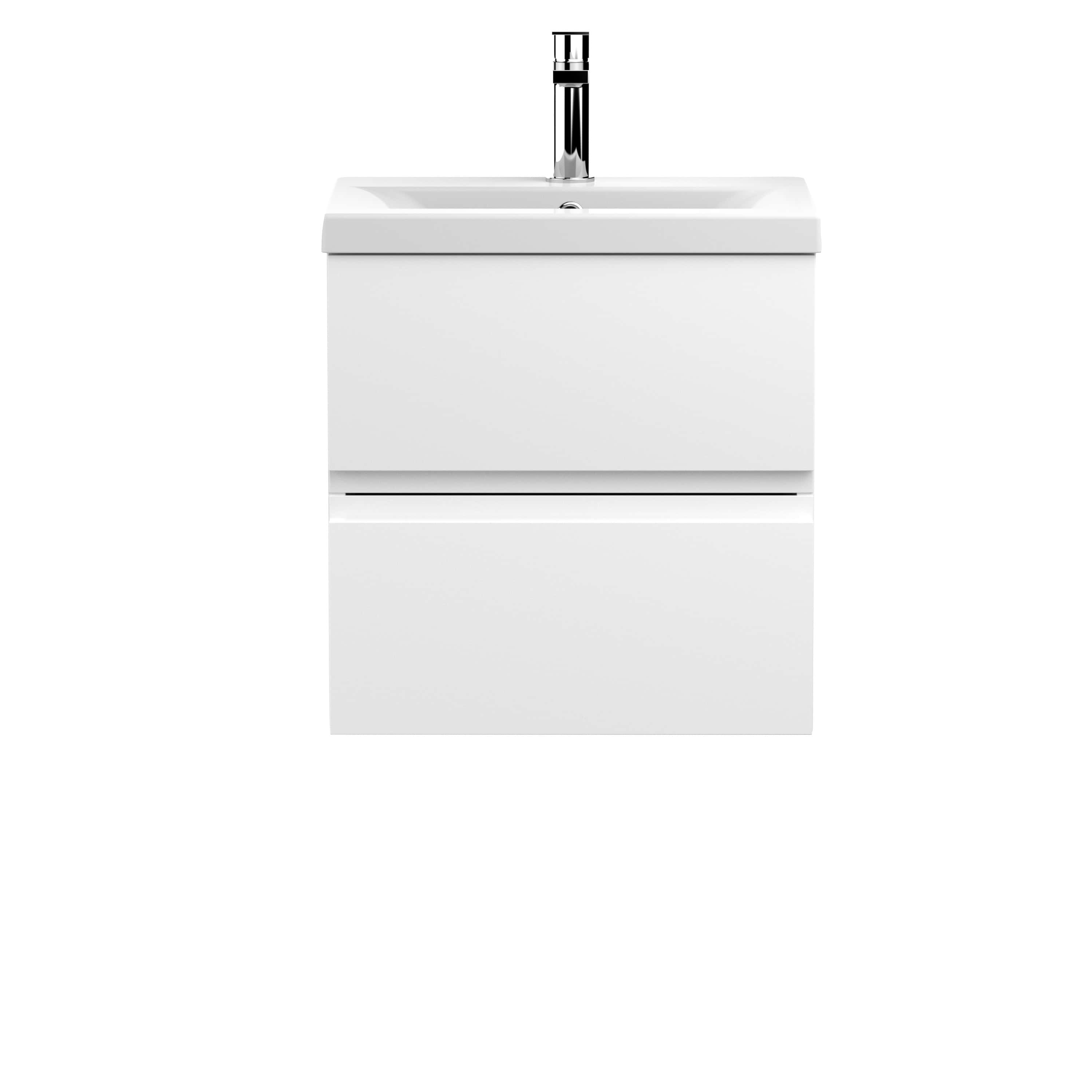 Sleek modern bathroom vanity with integrated sink and chrome faucet, ideal for contemporary bathroom designs. Perfect for stylish, functional bathroom storage and fittings.