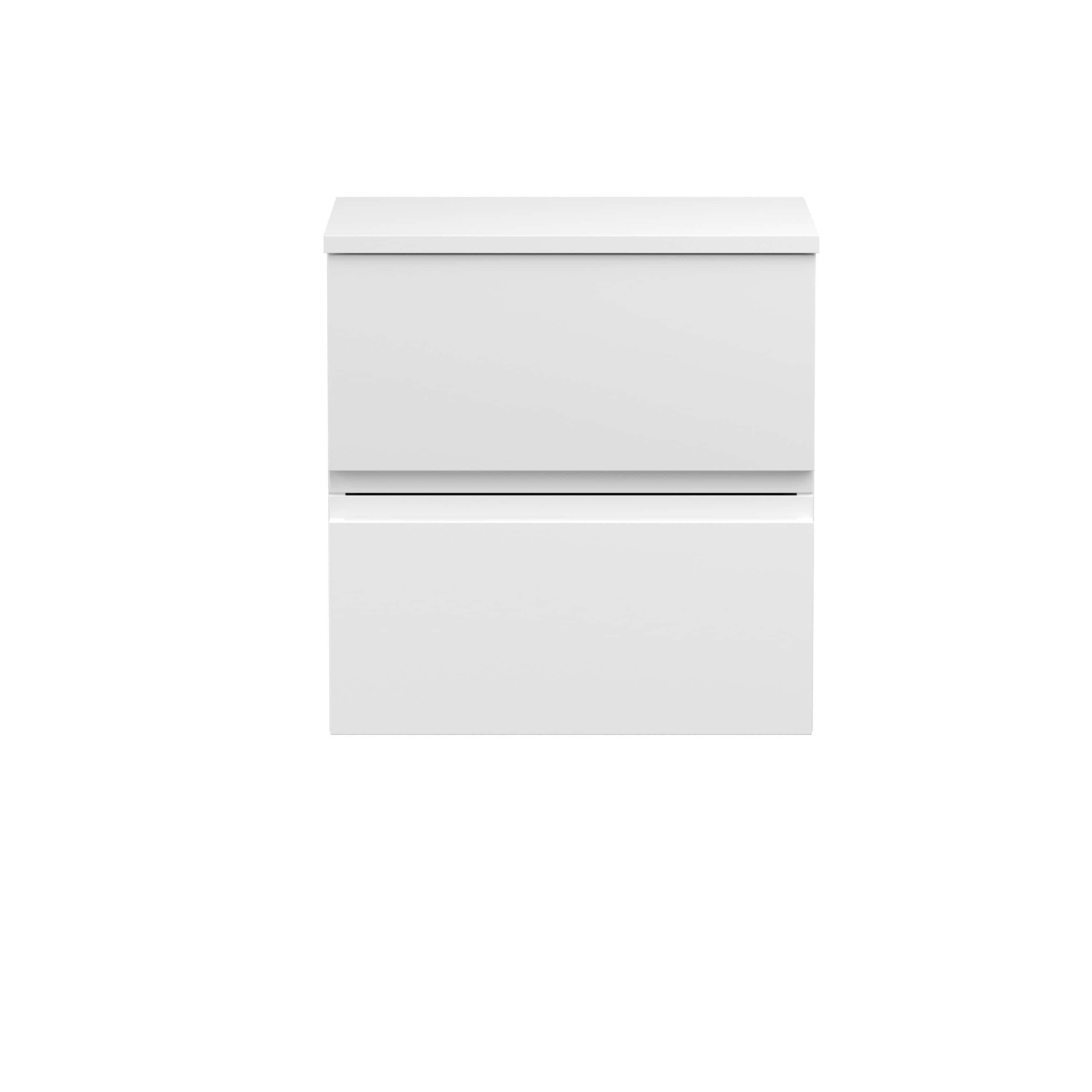 Sleek white bathroom vanity with a modern minimalist design, featuring clean lines and ample storage space, perfect for contemporary bathroom decor.