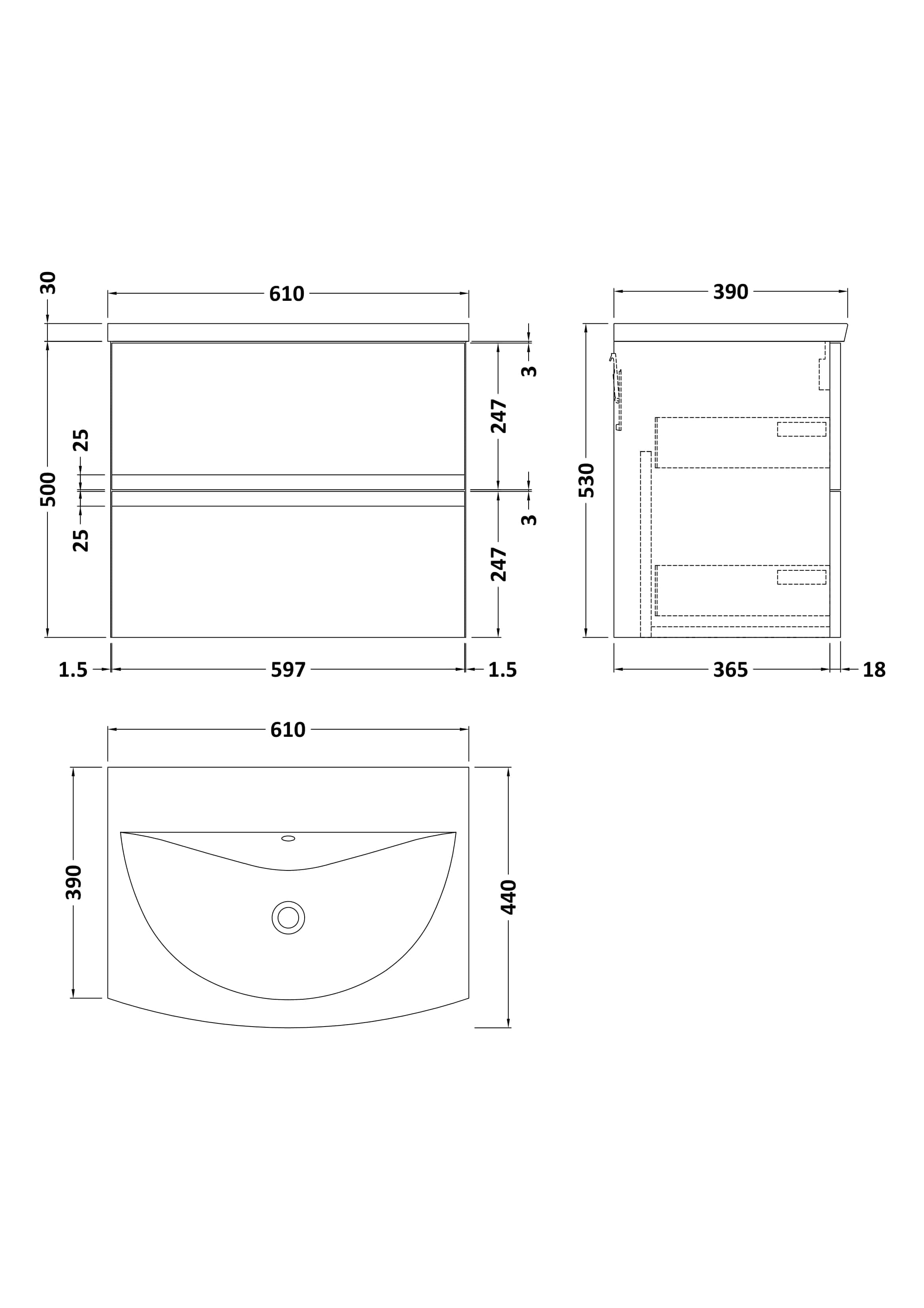 Sleek modern bathroom vanity with integrated sink and storage, ideal for contemporary Bubly Bathrooms designs. Features detailed dimensions for perfect installation.
