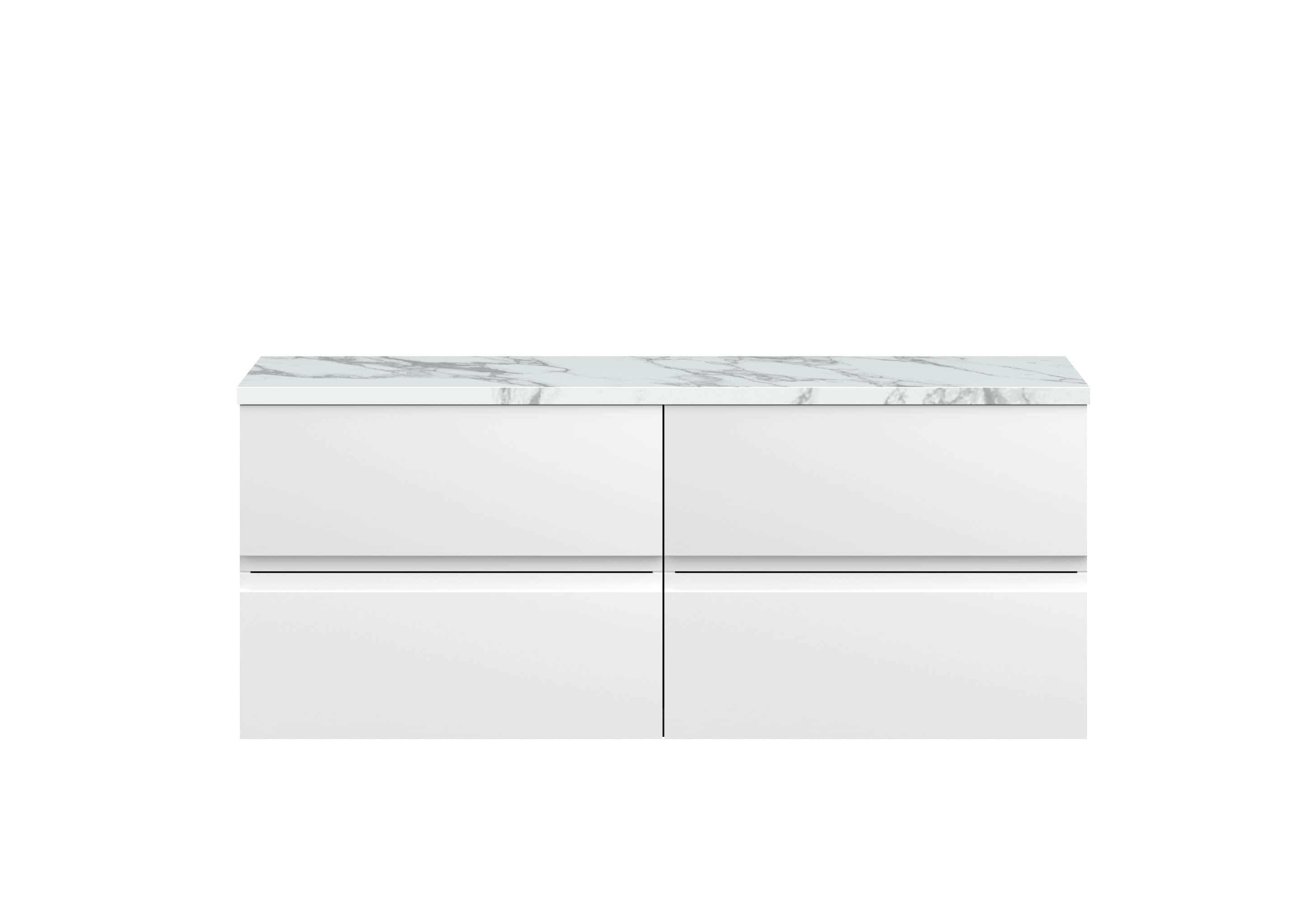 Bright modern bathroom storage unit with white finish and marble top, ideal for sleek bathroom decor and organisation. Perfect for contemporary bathroom renovations.