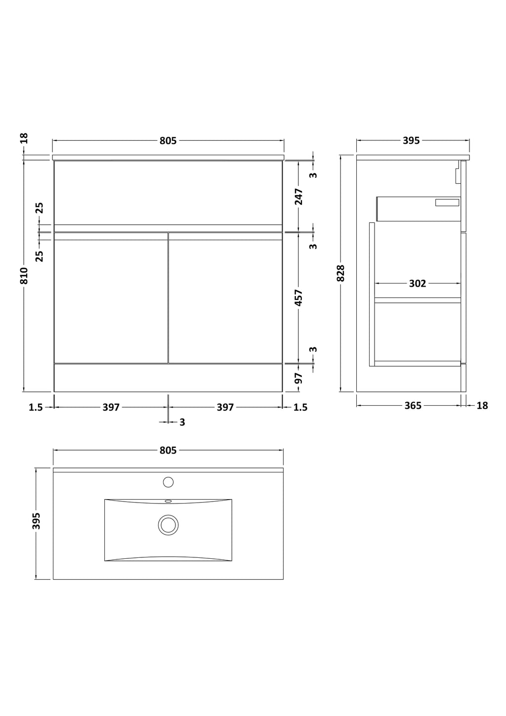 Sleek modern bathroom vanity unit with integrated sink, perfect for contemporary Bubly bathrooms with storage and clean design.