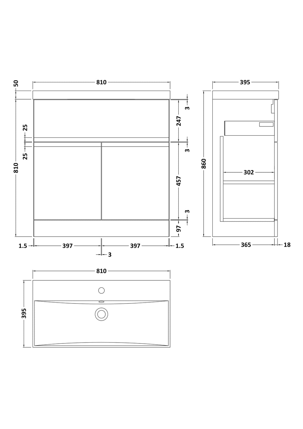 Elegant modern bathroom vanity unit with sleek storage solutions, perfect for contemporary bathrooms. Features precise measurements for custom installation, blending functionality and style.