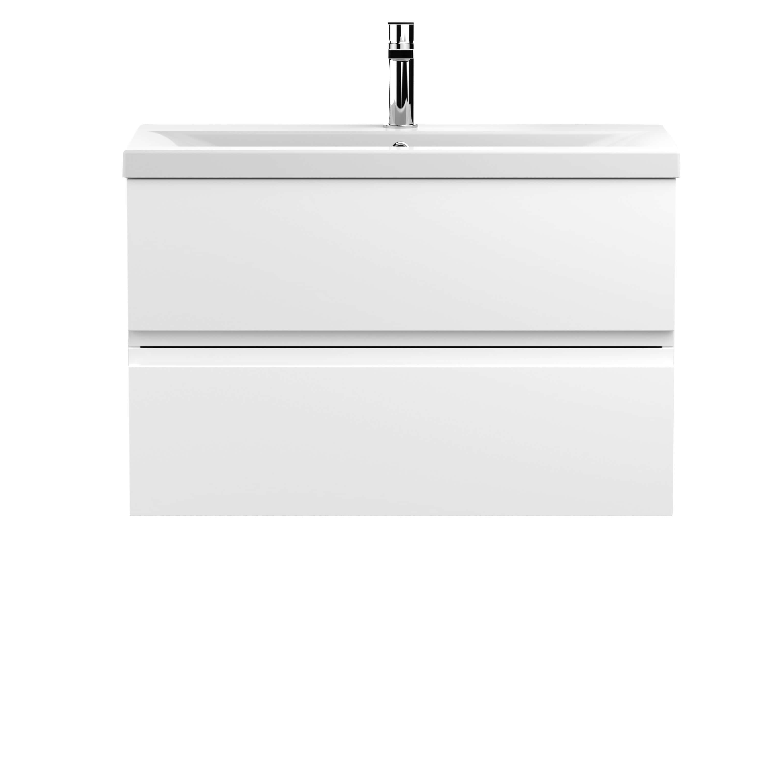Sleek white bathroom vanity with integrated sink and chrome faucet, ideal for modern bathroom redesigns. Perfect storage solutions for a clean, minimalist look.
