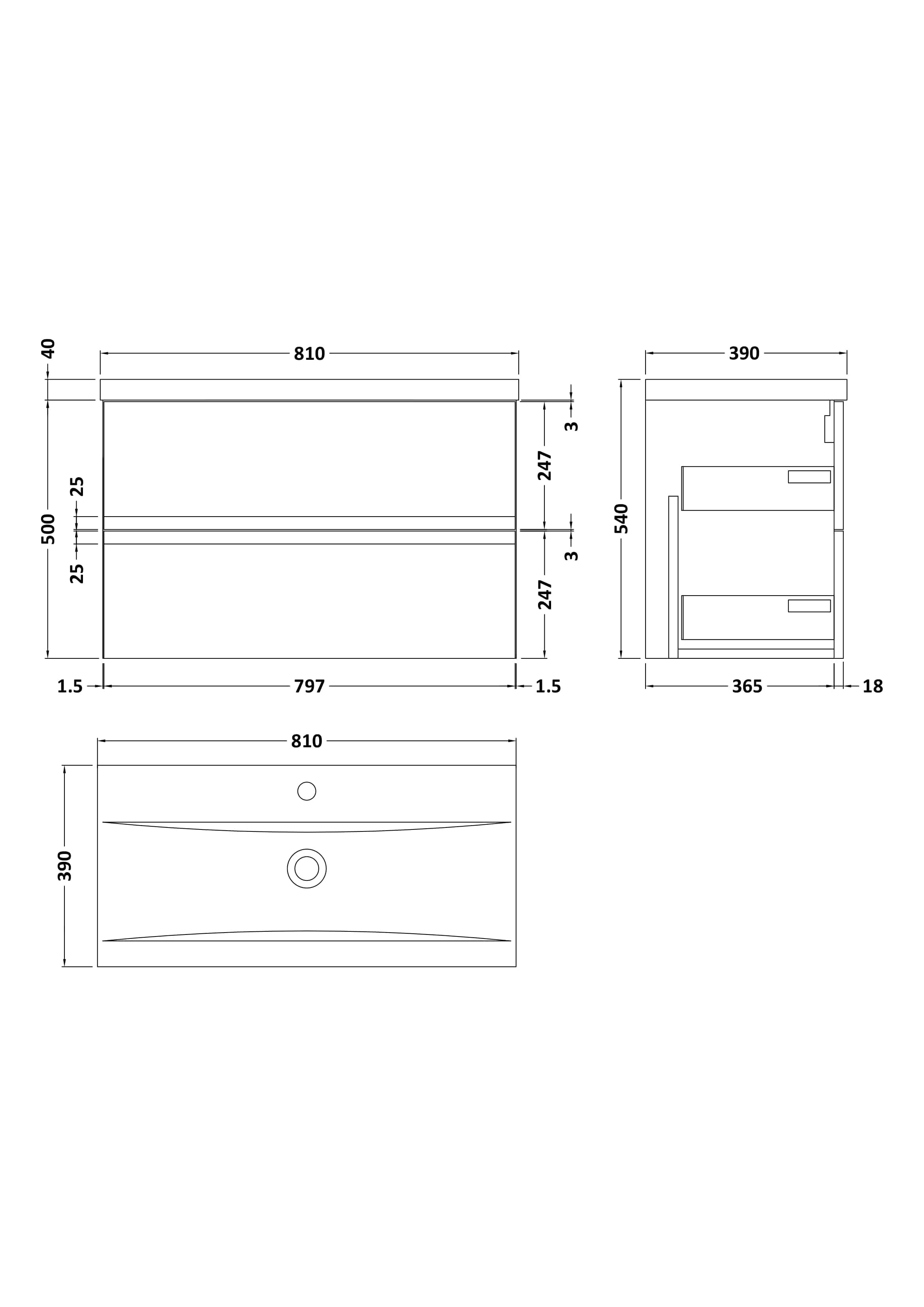 Elegant modern bathroom vanity unit with detailed technical drawing and dimensions, ideal for contemporary bathroom design. Perfect for stylish bathroom upgrades and renovation projects.