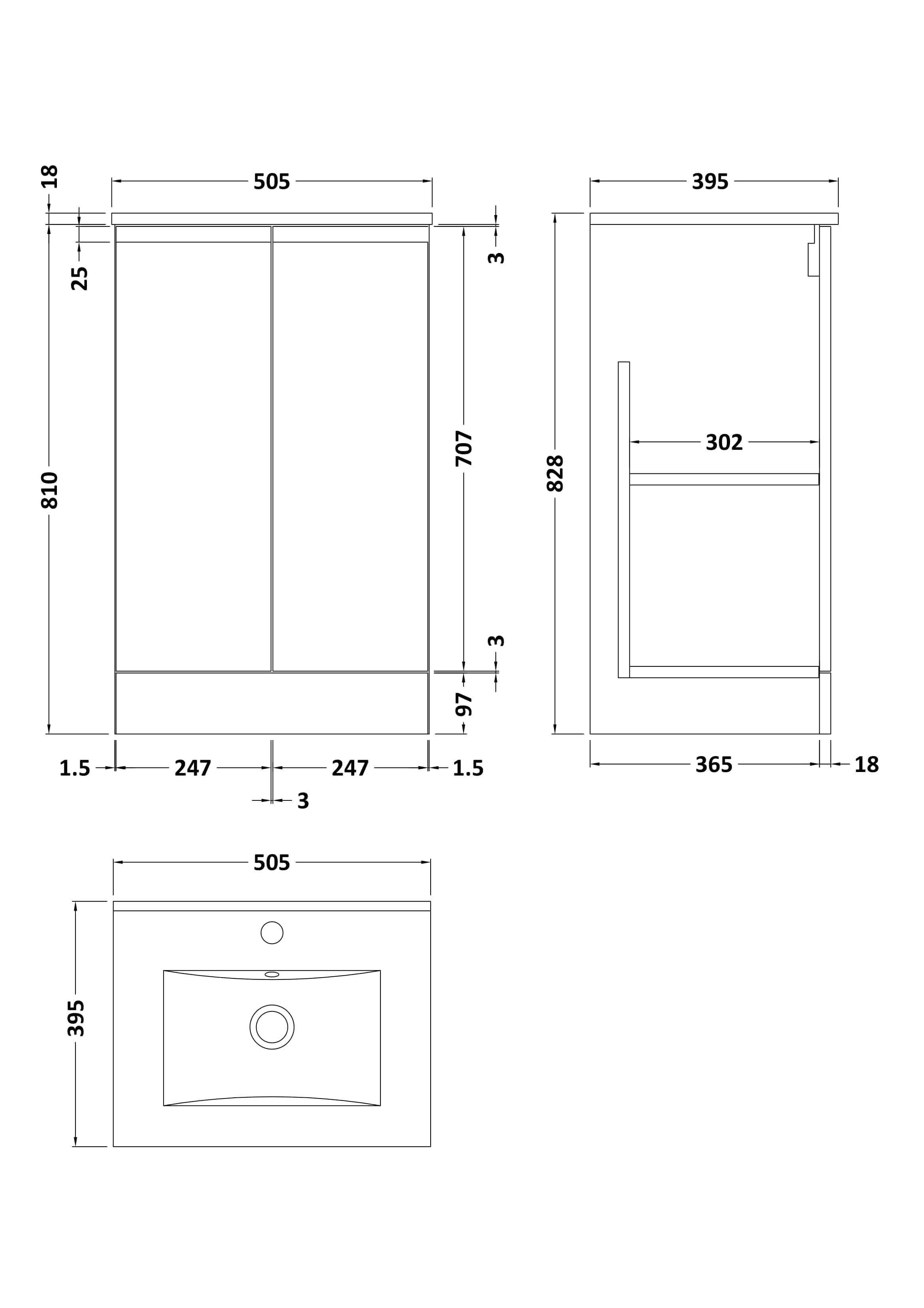 Sleek modern bathroom vanity with ample storage, detailed technical drawings, and precise measurements for perfect fitting in contemporary bathroom designs.
