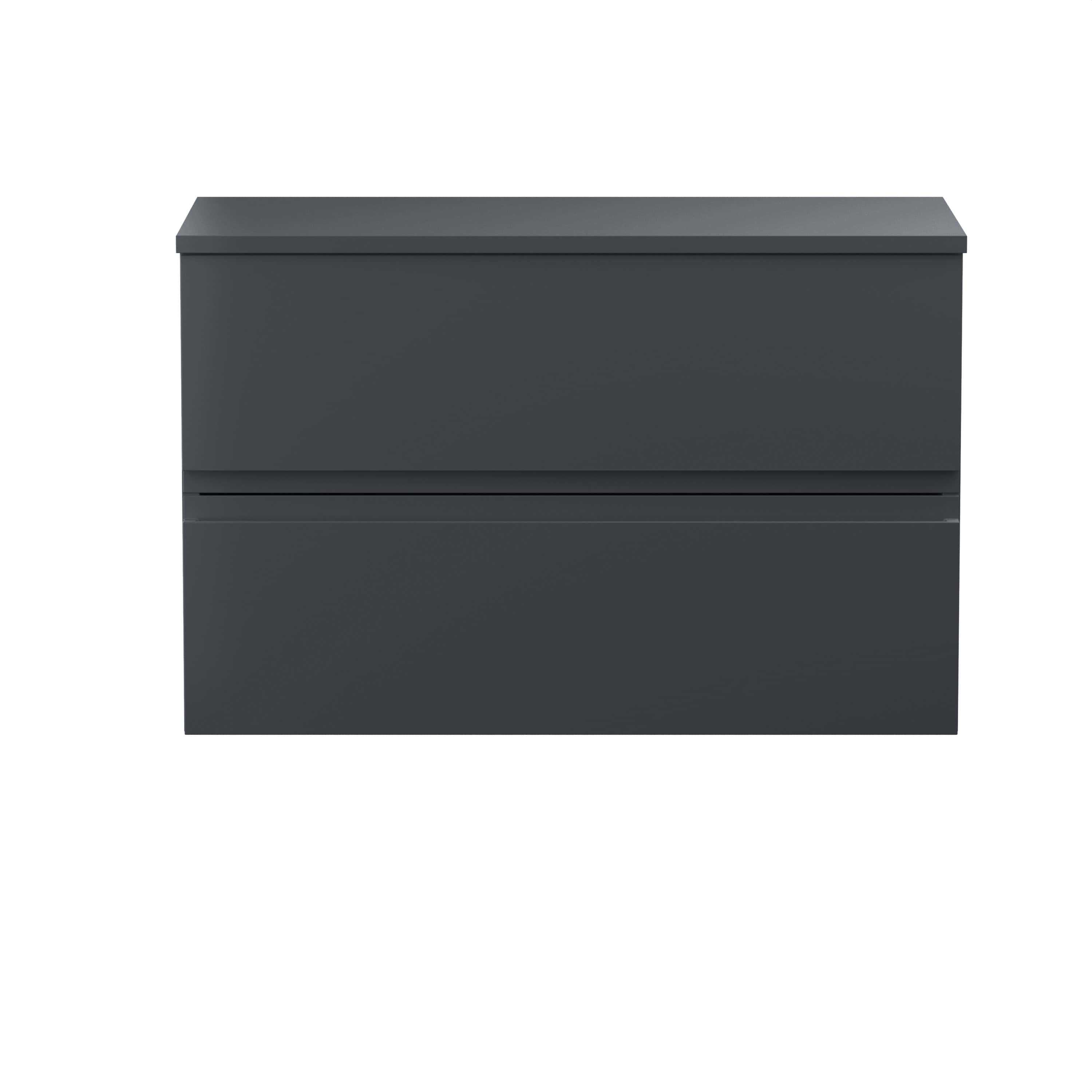 Sleek dark grey bathroom storage cabinet with two spacious drawers, perfect for modern bathroom organisation and bathroom vanity solutions.