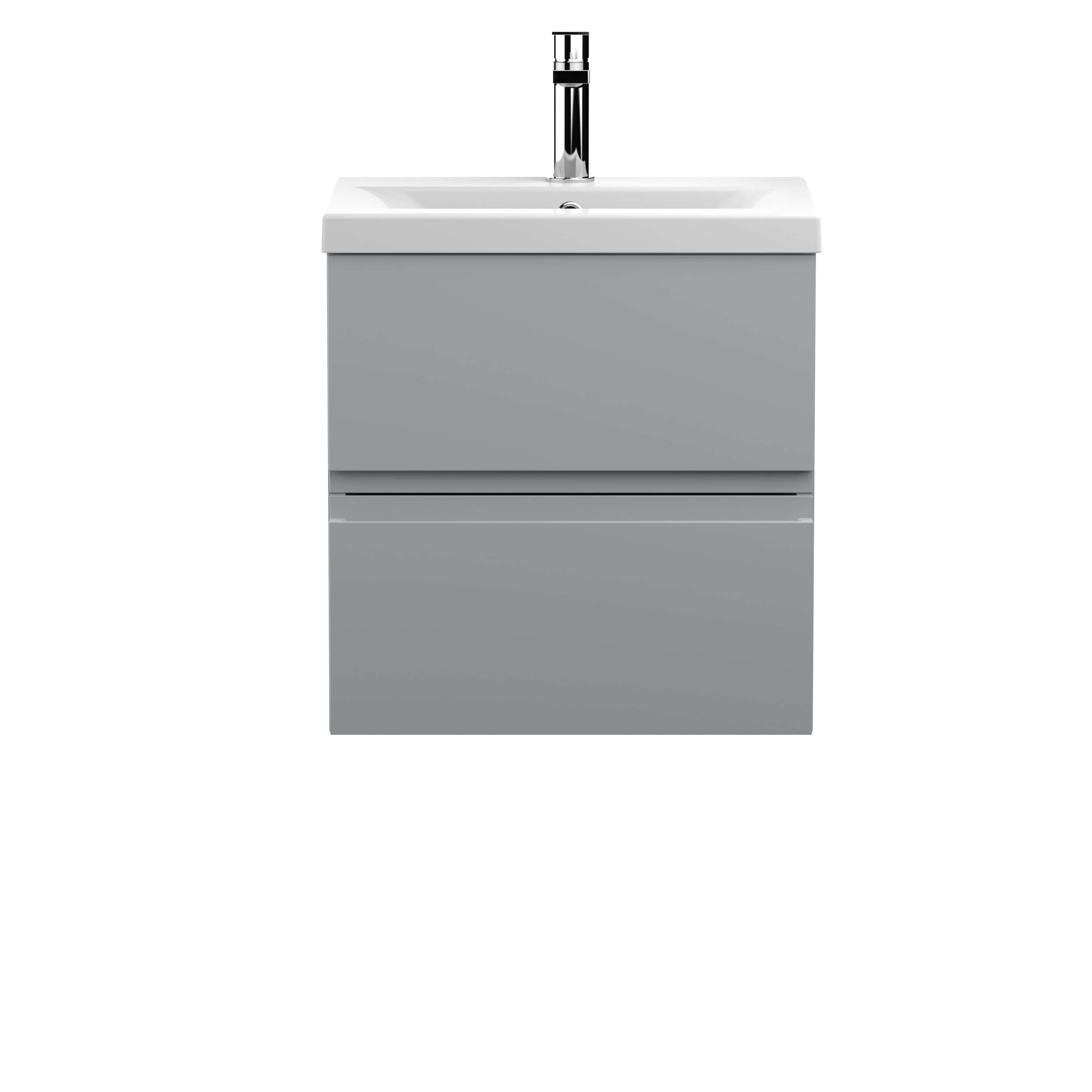 Modern bathroom vanity unit with integrated sink and chrome faucet, ideal for contemporary bathroom designs.