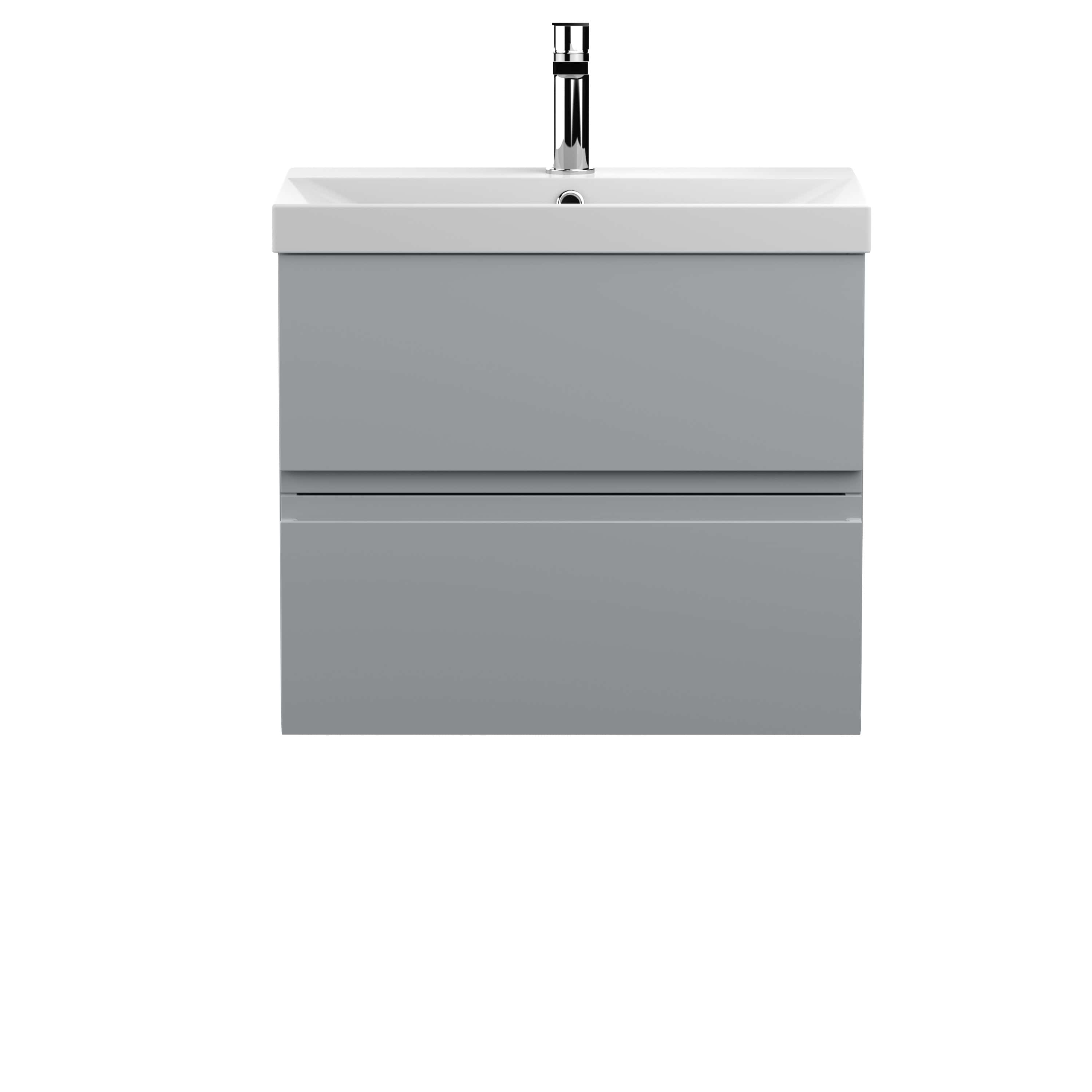 Sleek modern bathroom vanity unit with integrated sink and chrome faucet, ideal for contemporary bathroom design, providing storage and style.