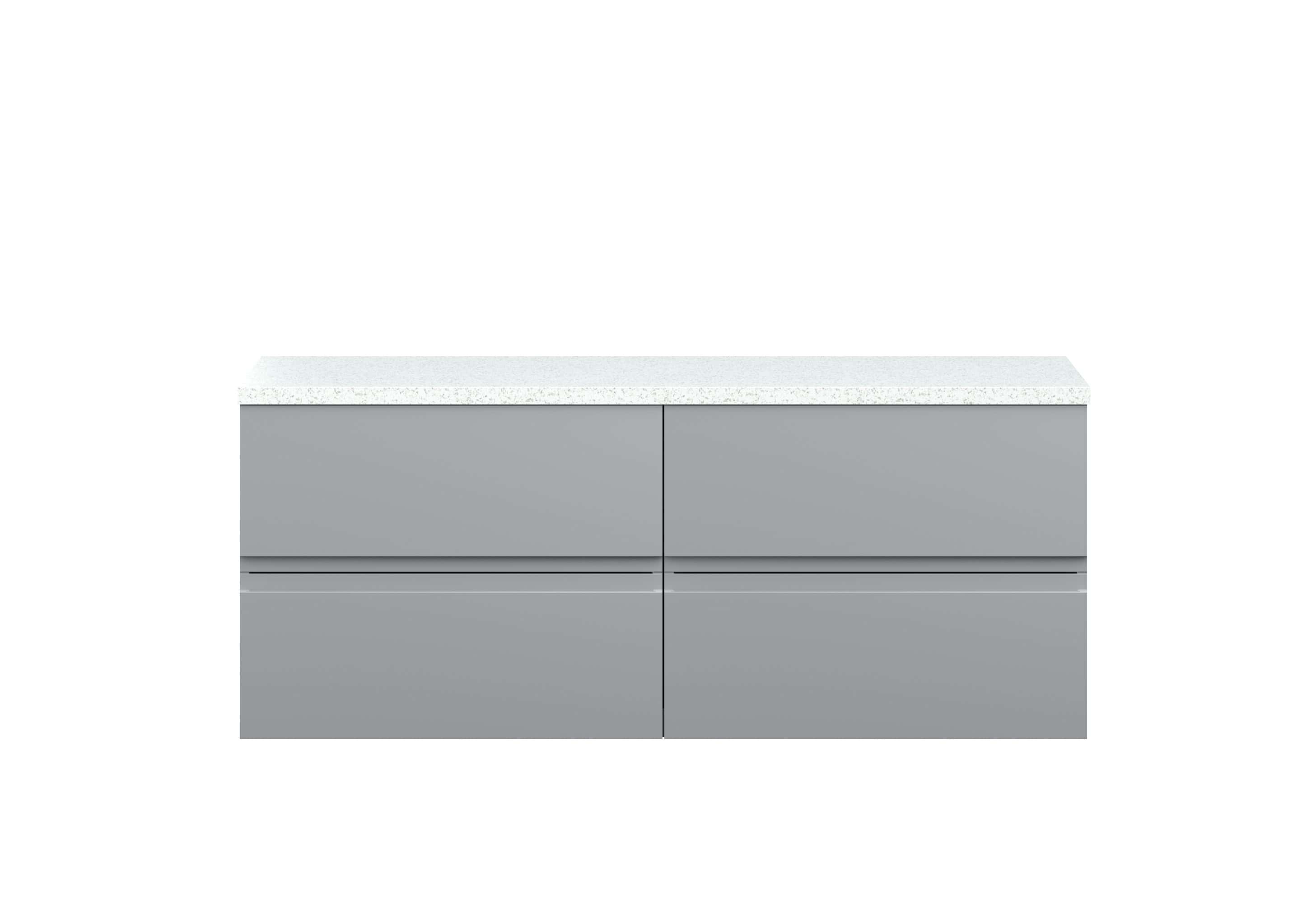 Sleek grey bathroom vanity with minimalist design and white quartz countertop, perfect for modern bathrooms and bathroom remodels. Ideal for stylish bathroom storage solutions.