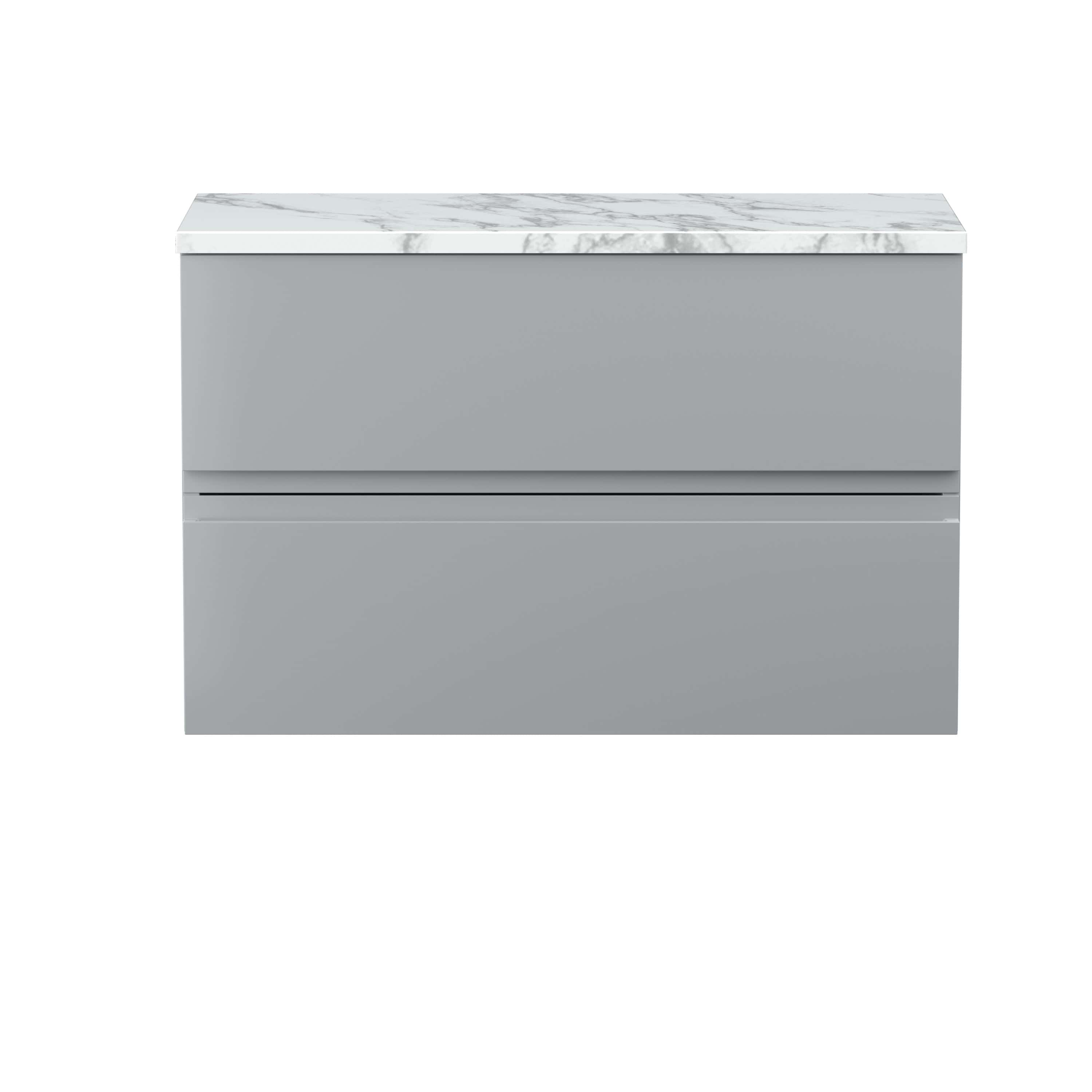 Sleek grey bathroom vanity with marble top, modern storage drawers, minimalist design, ideal for contemporary bathrooms, premium quality material, stylish and functional.