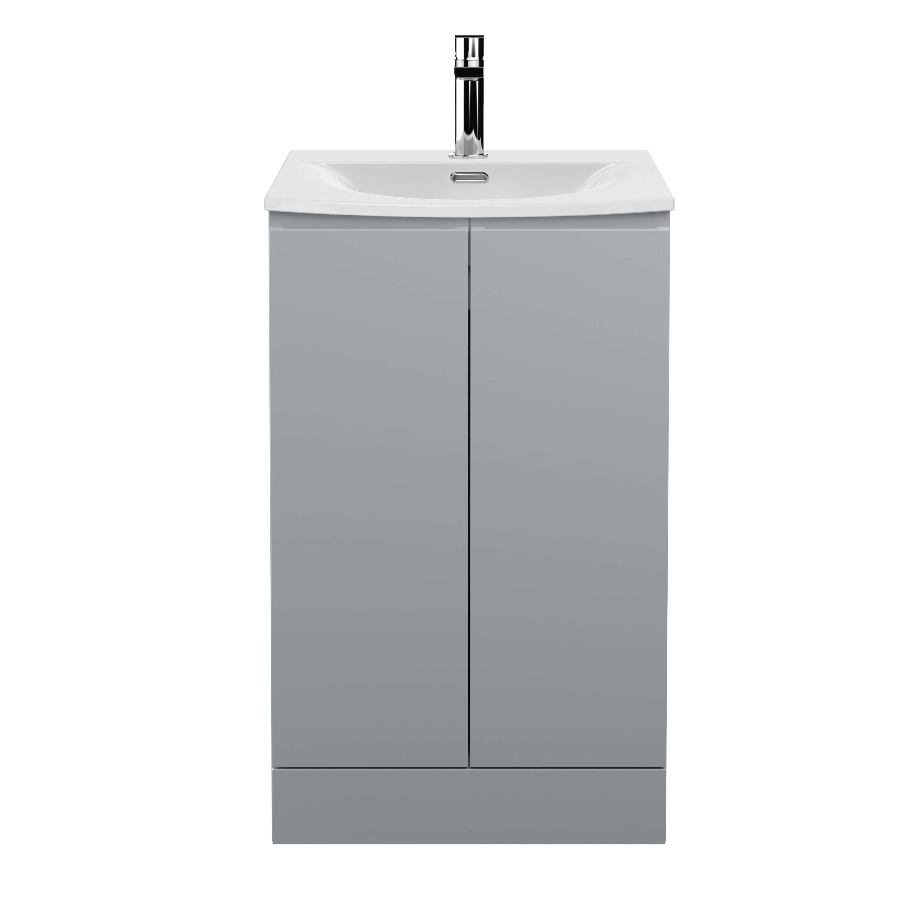 Sleek bathroom vanity with integrated sink, chrome tap, and storage cabinet, ideal for modern bathroom spaces. Perfect for contemporary bathroom renovation and improved organisation.