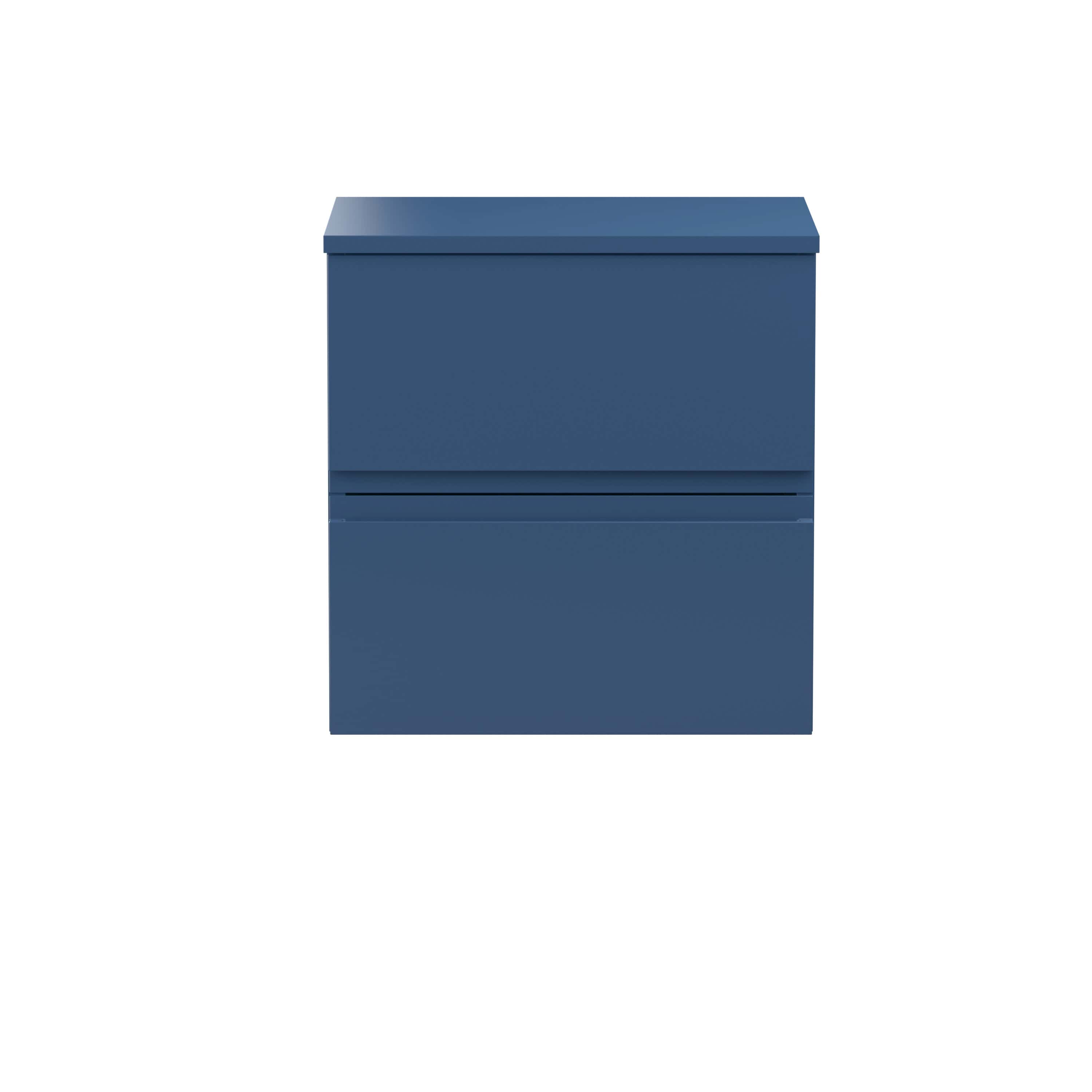 Blue bathroom cabinet with sleek modern design for contemporary bathroom storage and organisation.