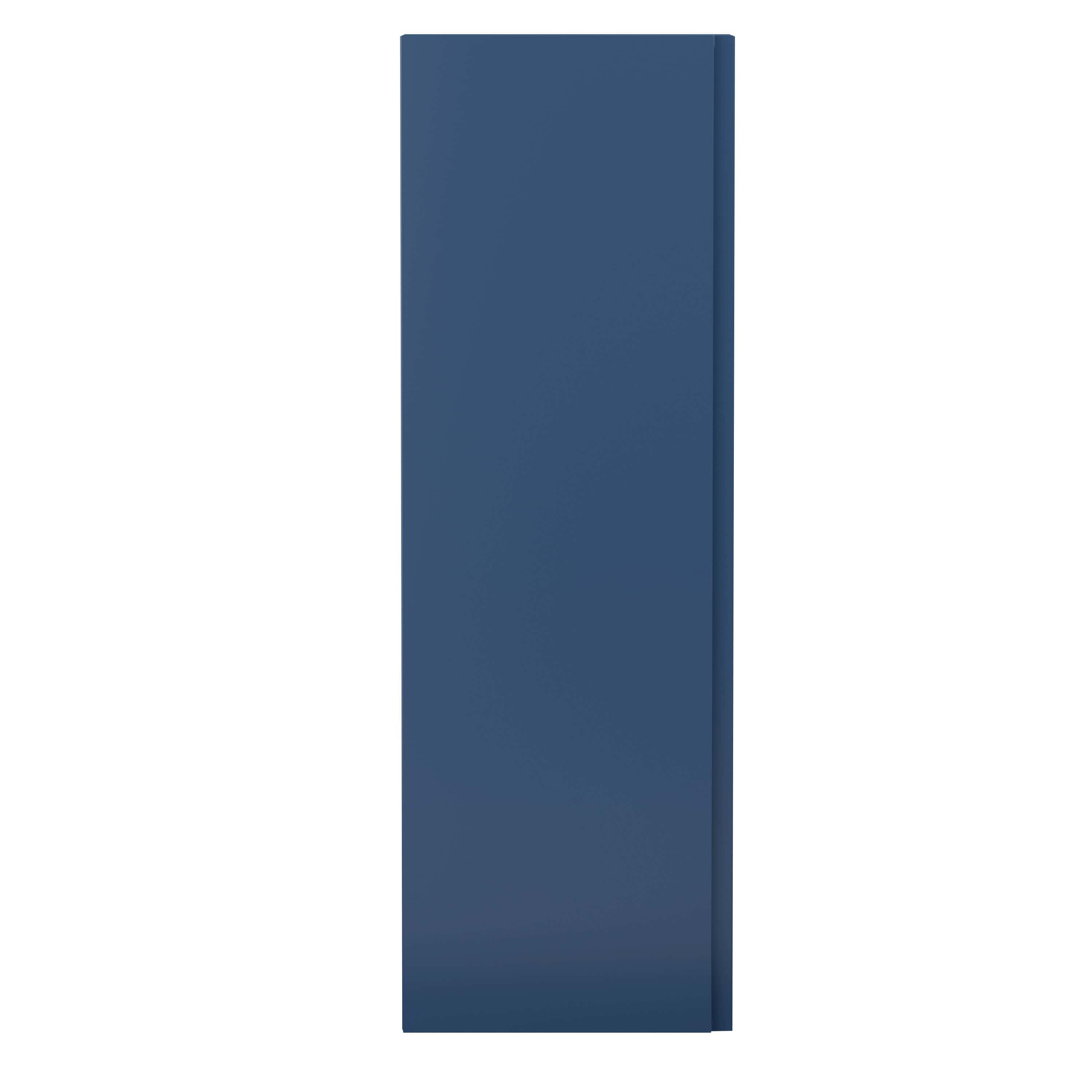 Sleek navy blue bathroom storage cabinet with modern minimalist design, perfect for organising toiletries and bathroom essentials in contemporary bathrooms.