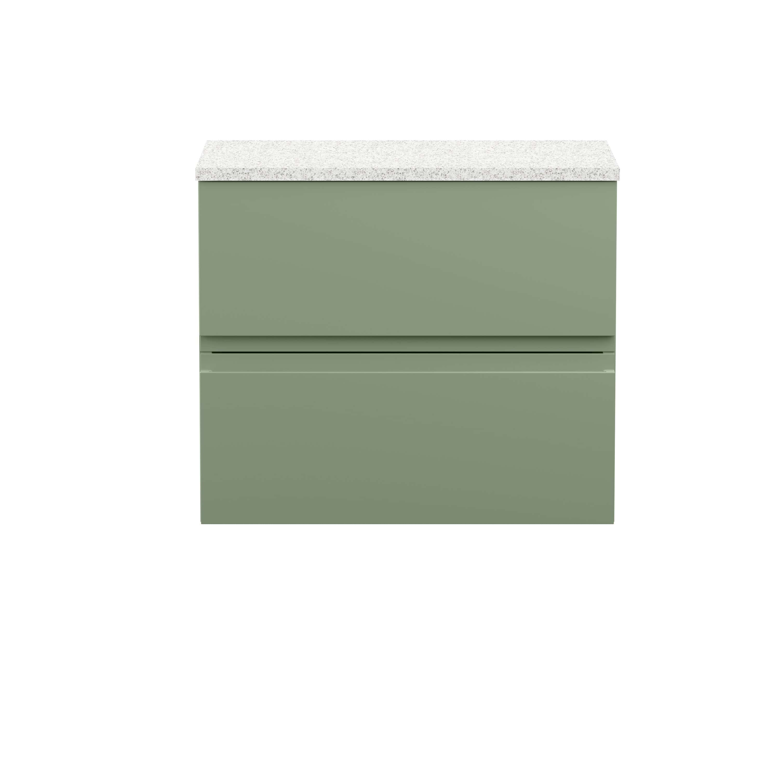 Sleek green bathroom vanity with modern design and soft-close drawers, perfect for contemporary bathroom storage solutions.