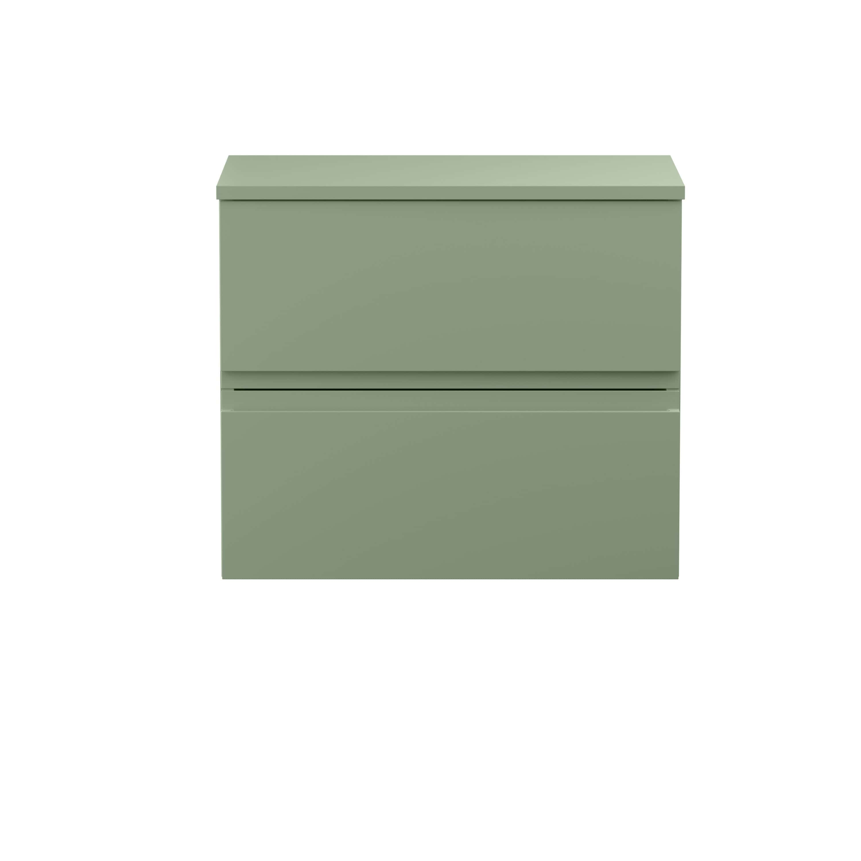 Sage green modern bathroom vanity unit with sleek, minimalist design, ideal for contemporary bathrooms, providing stylish storage solutions.