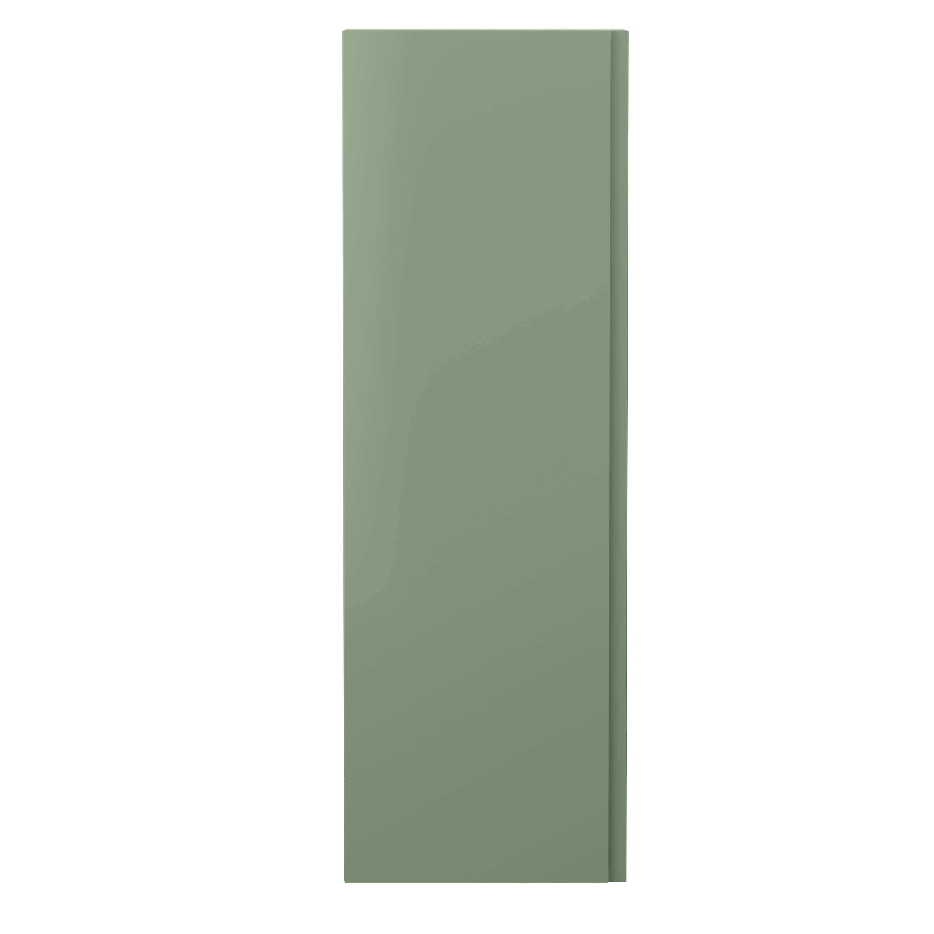 Green bathroom cabinet with minimalist design for modern bathroom storage and organisation.