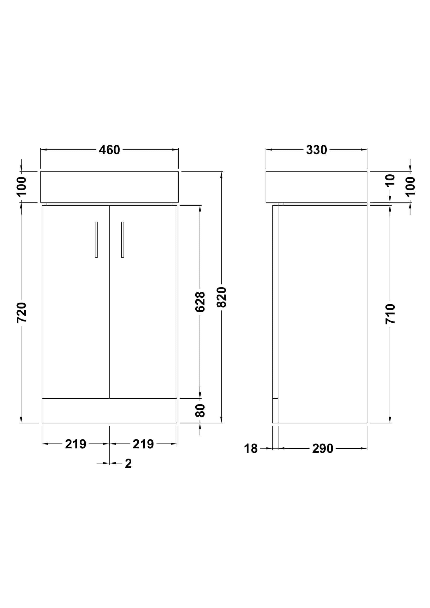 Modern bathroom cabinet sketch with detailed measurements and sleek design, ideal for contemporary Bubly bathrooms. Perfect for bathroom storage solutions and space optimisation.