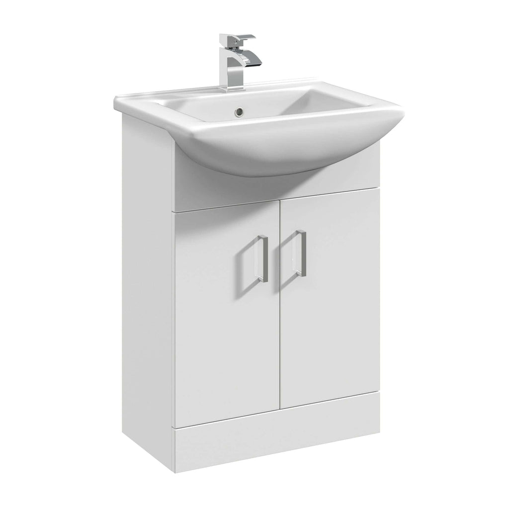 White bathroom sink with storage cabinet, modern design, ideal for contemporary bathroom renovations and installations. Perfect for stylish and functional bathroom storage solutions.