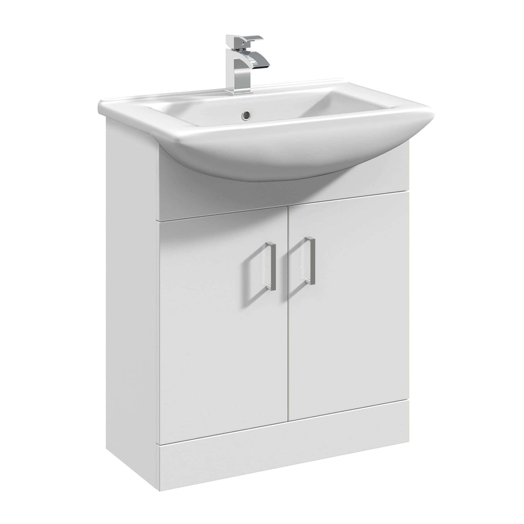 Modern white bathroom vanity unit with integrated sink and storage cabinet, ideal for contemporary bathroom design and bathroom furniture solutions.
