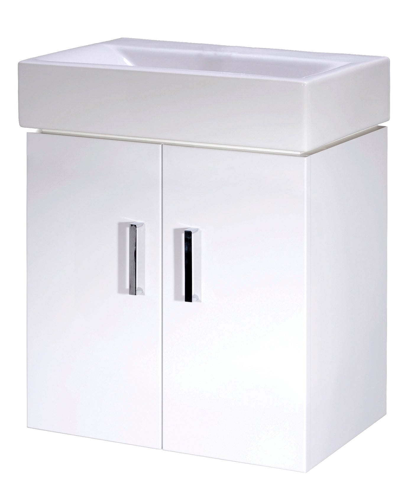 Sleek white bathroom vanity with integrated sink, modern design, and chrome handles, perfect for contemporary bathroom upgrades and optimise bathroom storage solutions.