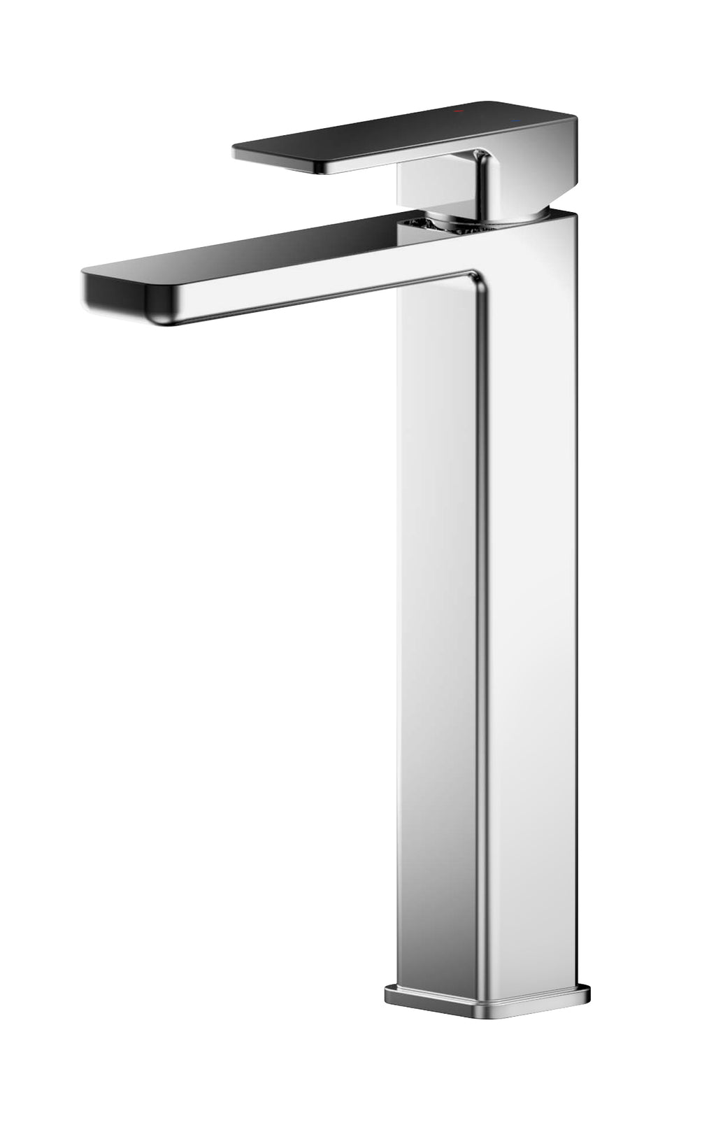 Sleek modern chrome bathroom basin mixer tap with minimalist design, ideal for contemporary bathrooms, featuring easy-to-use lever and water-saving functionality.