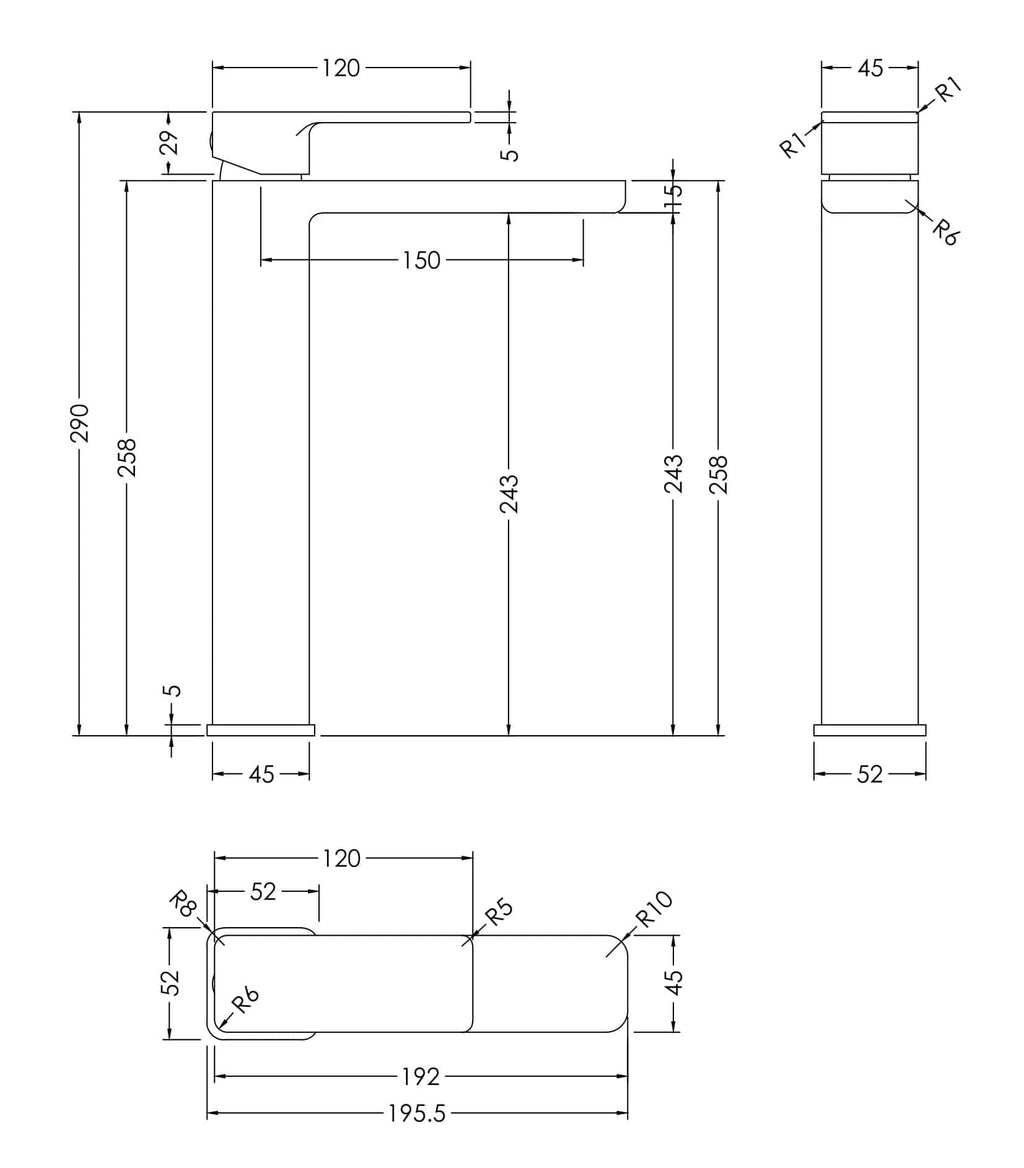 Sleek modern bathroom sink with detailed technical blueprint, highlighting precise measurements and smooth curves, perfect for stylish and functional bathroom design.