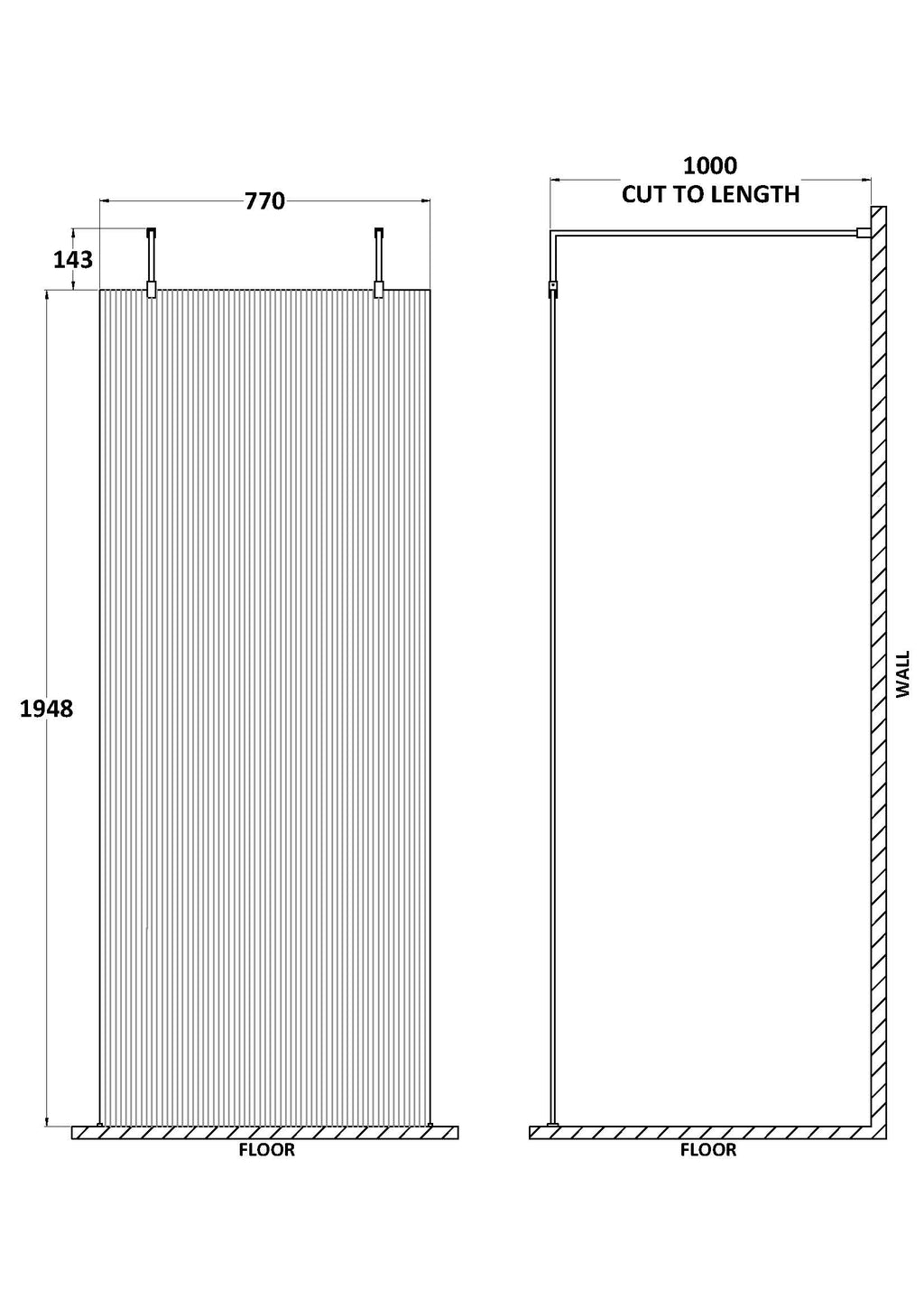 Slim shower screen with adjustable length, modern bathroom design, ideal for Bubly Bathrooms renovation projects.