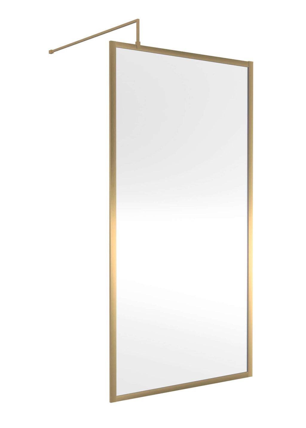 Bright gold-framed bathroom mirror with sleek, clean design, ideal for modern Bubly bathrooms. Perfect for adding elegance and functionality to your bathroom space.