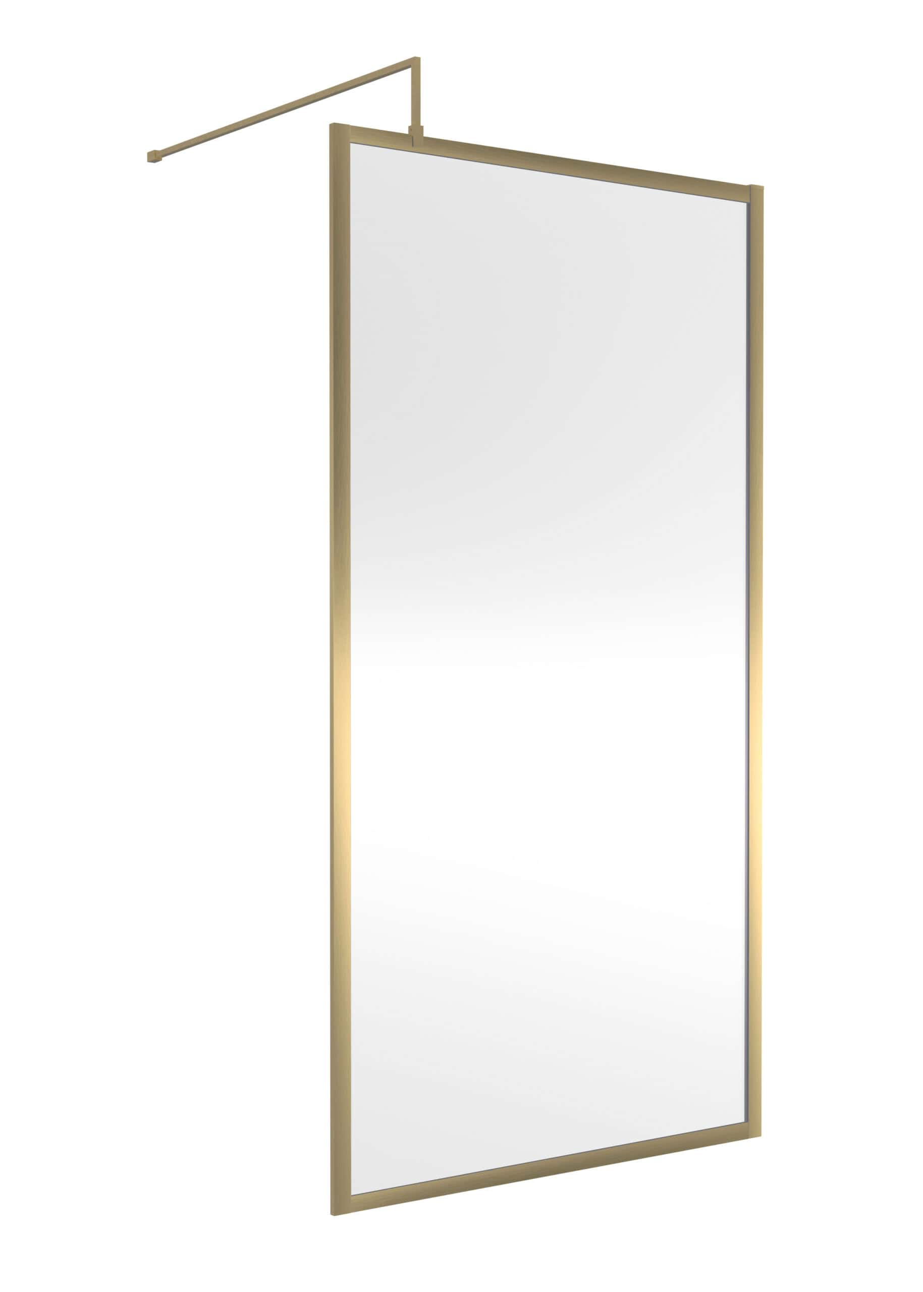 Bright gold-framed bathroom mirror with sleek, clean design, ideal for modern Bubly bathrooms. Perfect for adding elegance and functionality to your bathroom space.