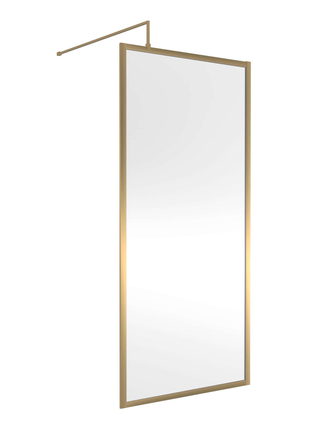Sleek full-length bathroom mirror with a wooden frame, perfect for modern bathroom interiors. Features a minimalist design and attached ceiling mount for easy installation.