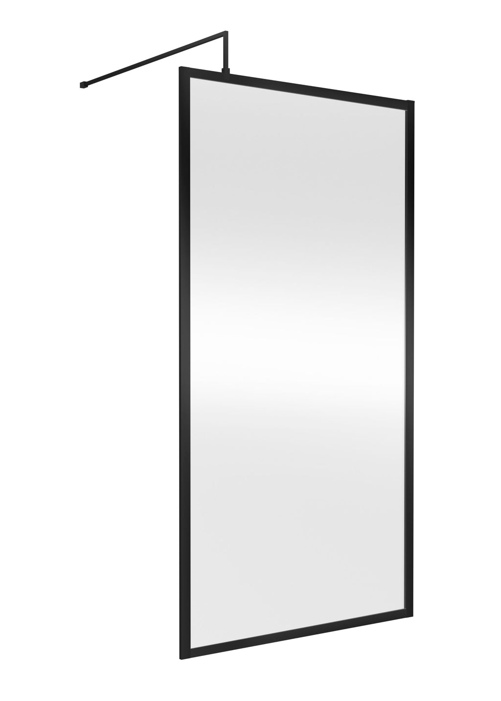 Stunning black framed full-length bathroom mirror with sleek modern design suitable for contemporary bathrooms. Perfect for enhancing space and light.