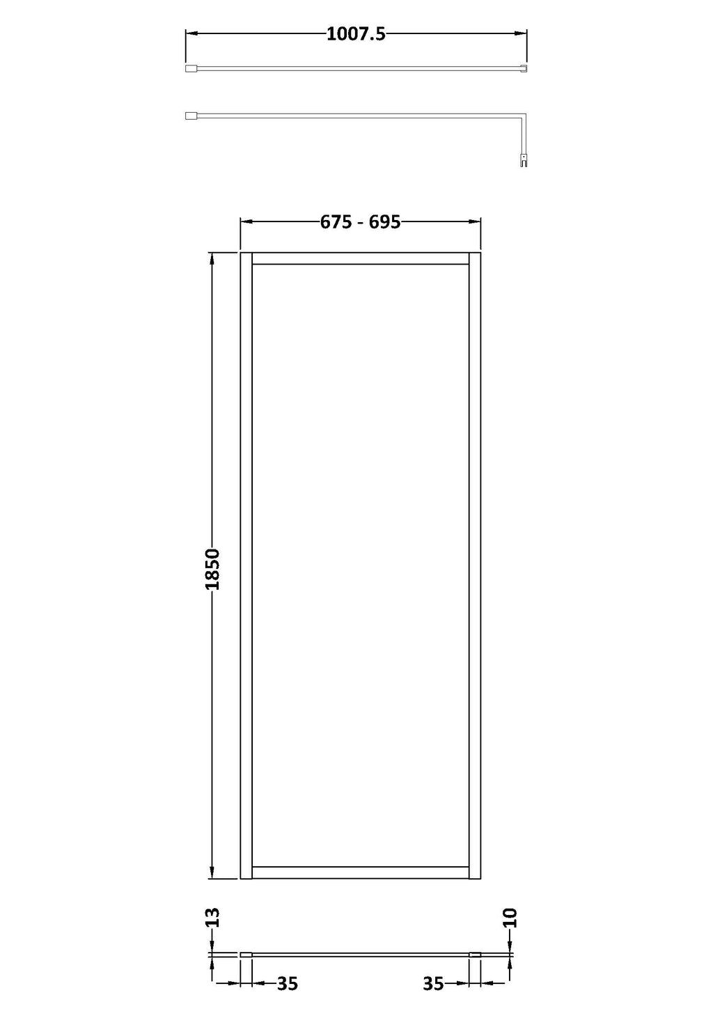 High-quality shower enclosure with precise dimensions for modern bathrooms, ideal for bathroom renovation projects.