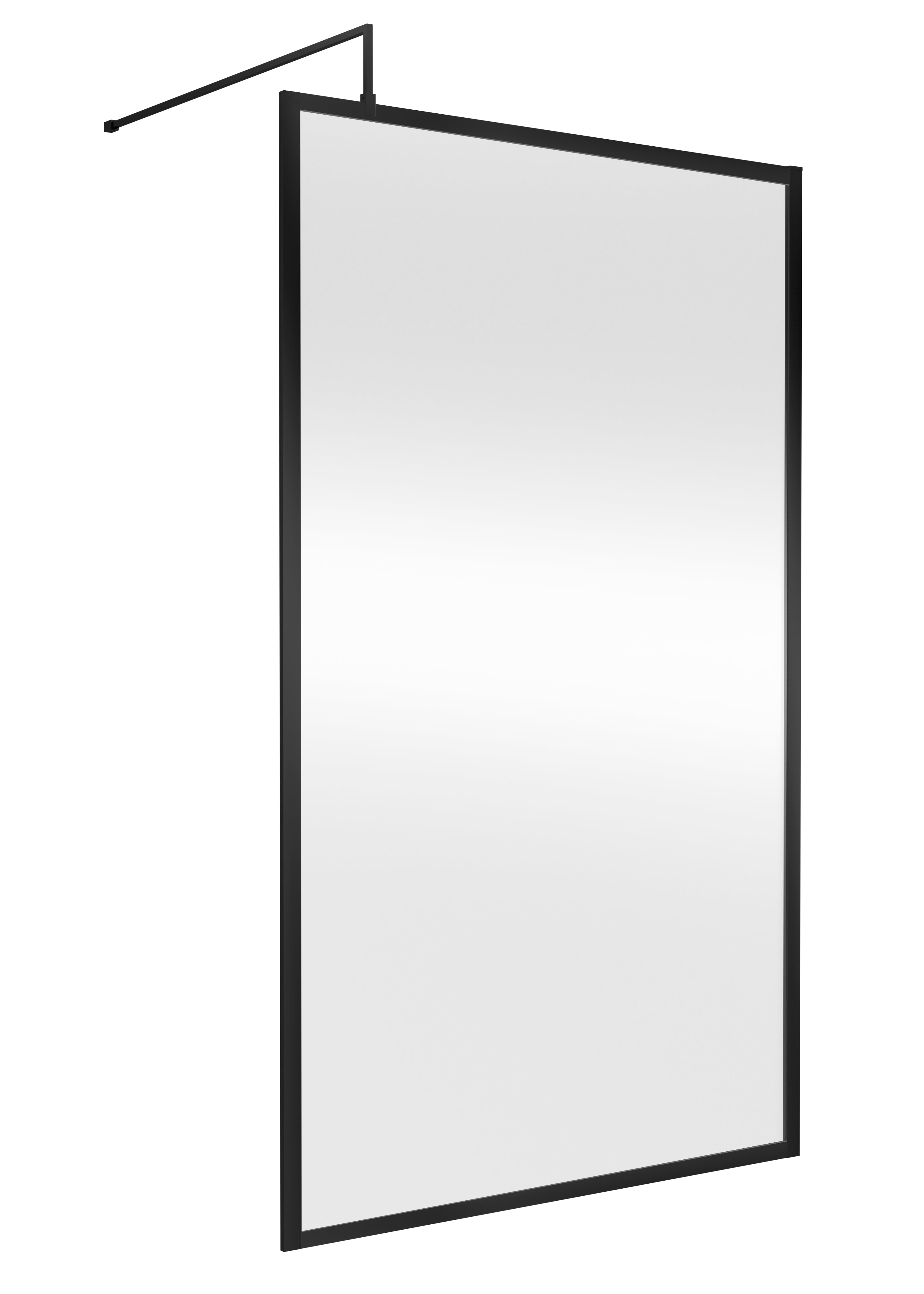Lightweight black-framed shower screen for modern Bubly bathrooms, designed for sleek aesthetics and easy installation. Perfect for contemporary shower enclosures.