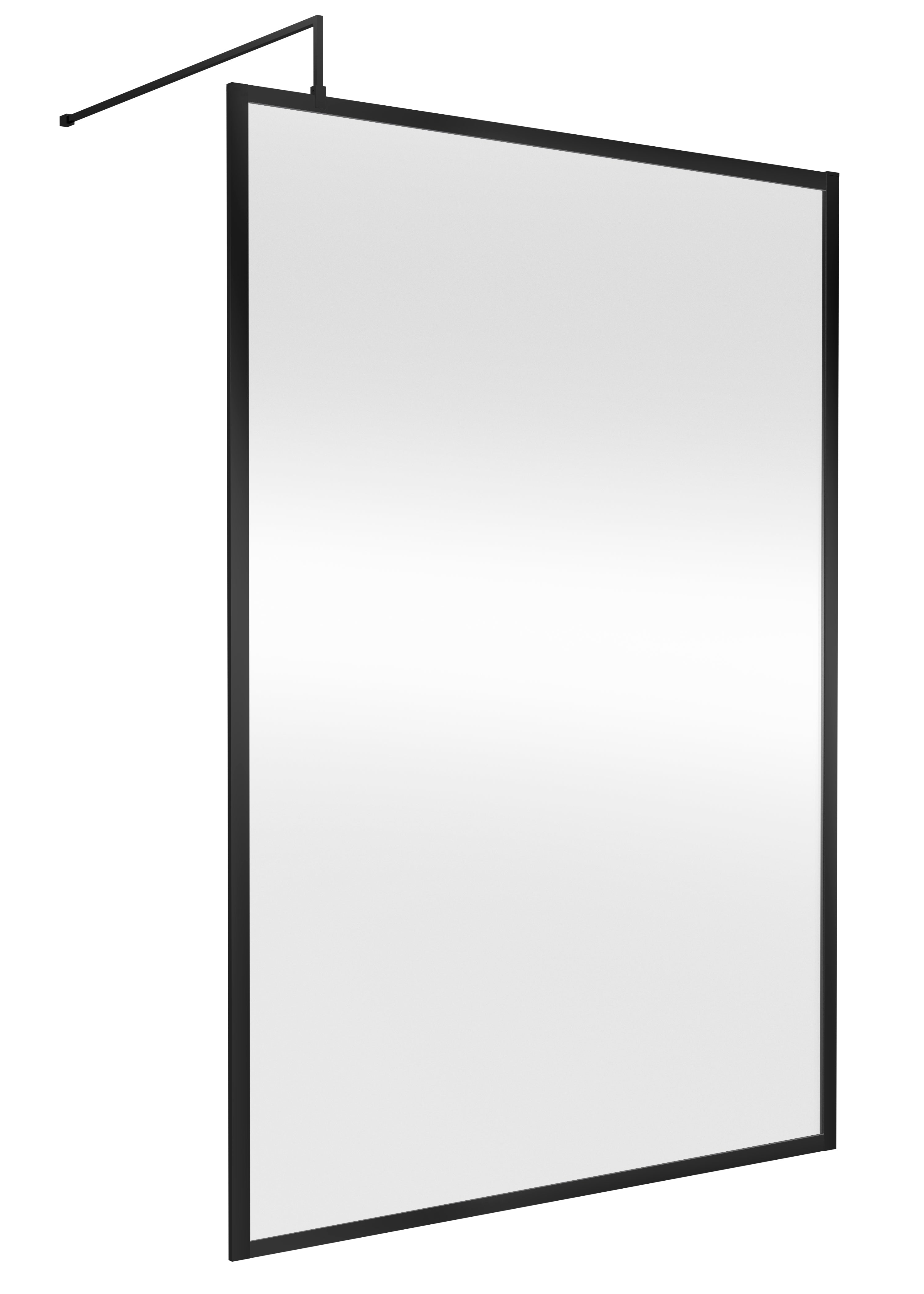 Modern black framed bathroom mirror with a sleek design, perfect for contemporary Bubly bathrooms. Ideal for enhancing space and adding a stylish touch to your bathroom decor.
