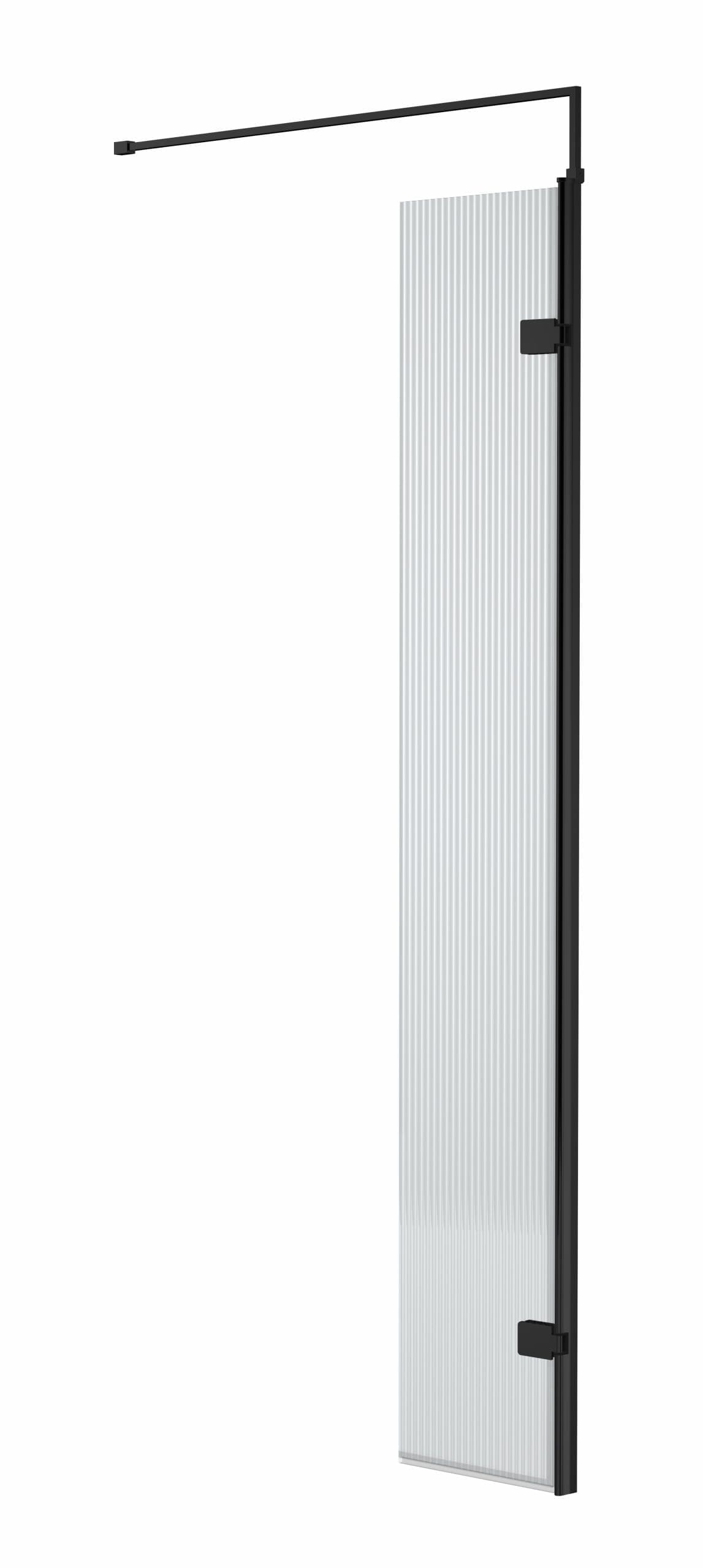 Hudson Reed Fluted Hinged Wetroom Screen With Support Bar - 8mm Glass - 300mm Wide