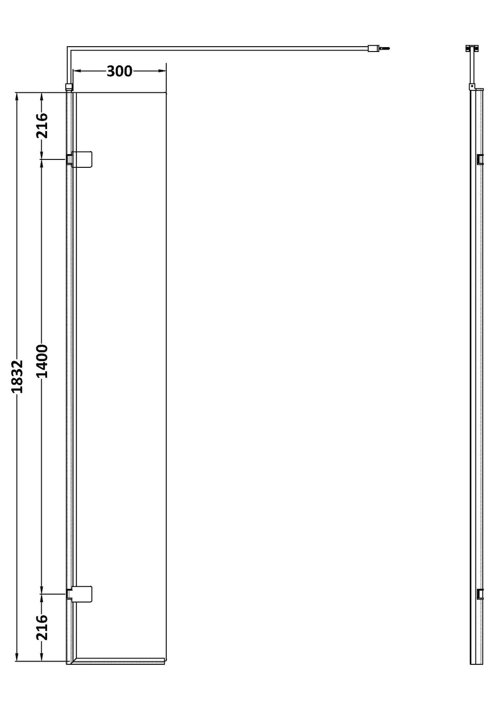 Modern shower enclosure design with precise measurements for contemporary bathroom upgrades.