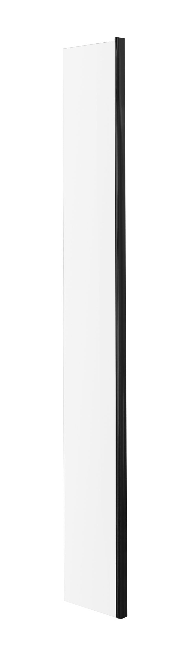 Alt text: Modern white bathroom cabinet with black handle, spacious storage unit for bathroom essentials, sleek design by Bubly Bathrooms.