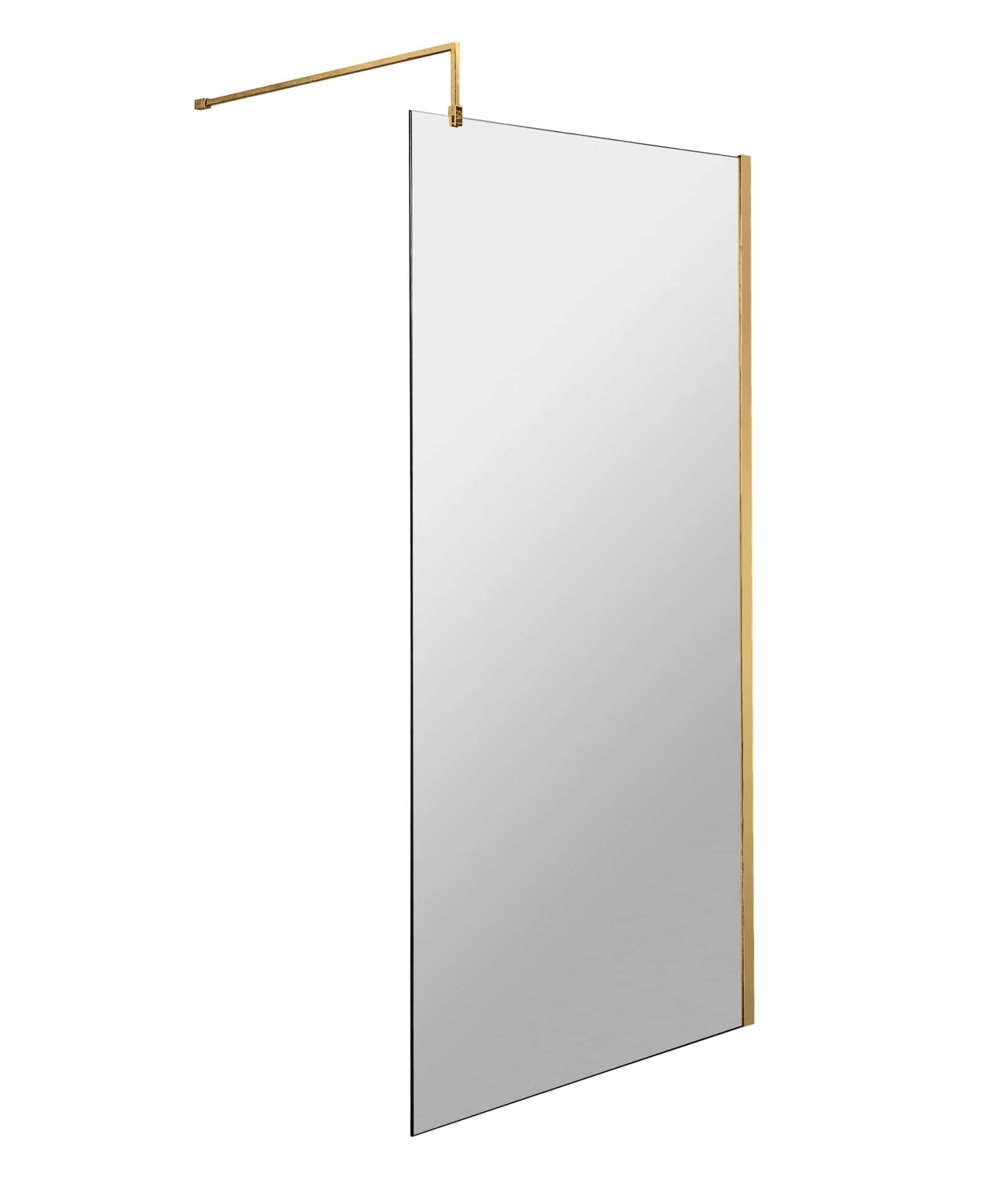 Mirror with gold frame for modern bathroom decor, perfect for enhancing space and light in your bathroom. High-quality wall-mounted mirror by Bubly Bathrooms.