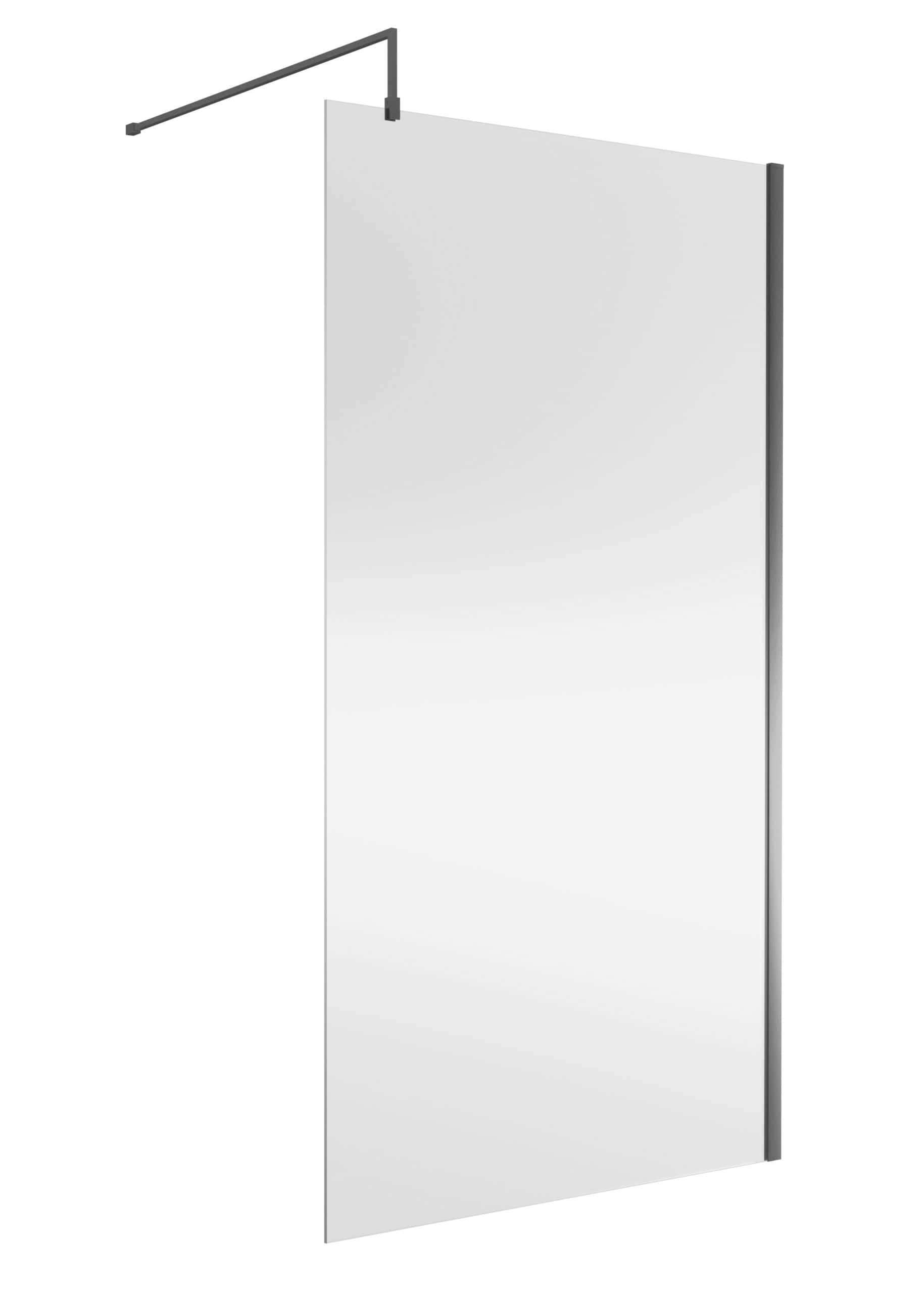 Sleek modern glass shower screen with chrome accessories for contemporary bathroom design. Perfect for refreshing your bathroom with stylish, high-quality shower enclosure.
