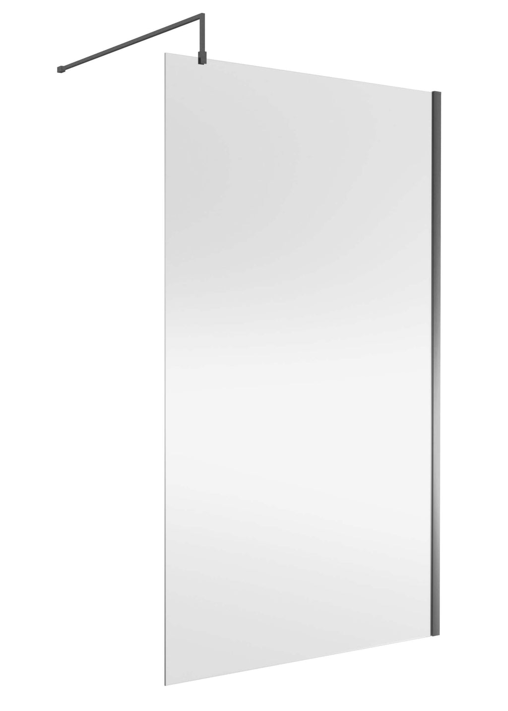Sleek modern shower screen with black frame and minimalistic design, ideal for contemporary bathrooms, providing a stylish and functional solution for shower enclosure.