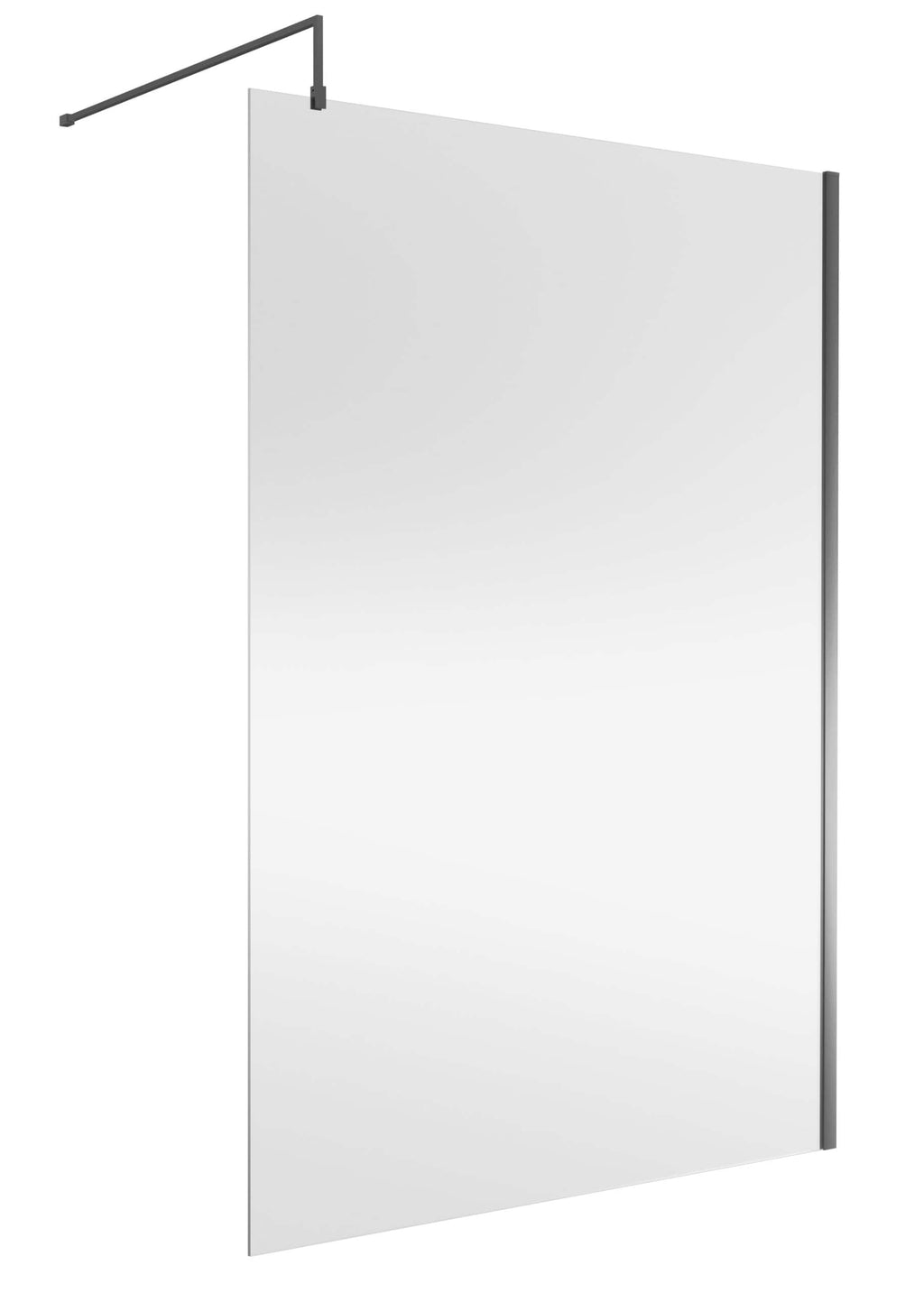 Sleek modern shower screen with black hardware, perfect for contemporary bathroom designs. Made from durable, high-quality tempered glass to enhance your shower space.