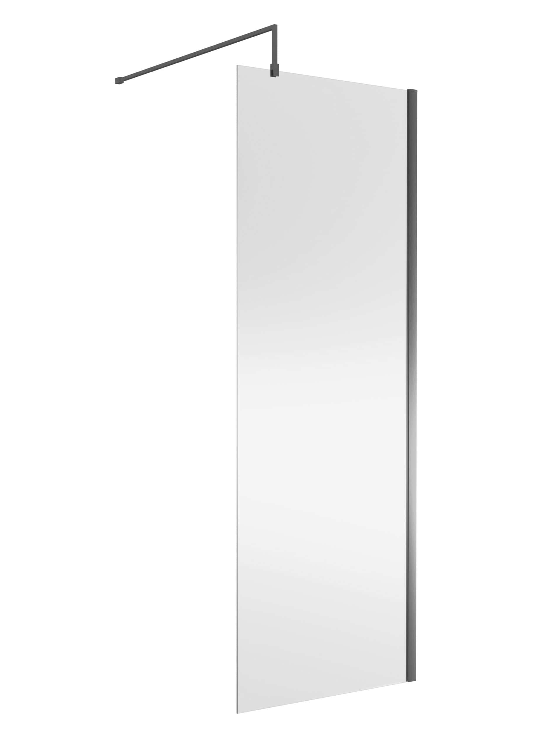 Sleek frameless glass shower panel with chrome fixtures, perfect for modern bathrooms. Easy to install and maintain, providing a stylish shower enclosure solution.