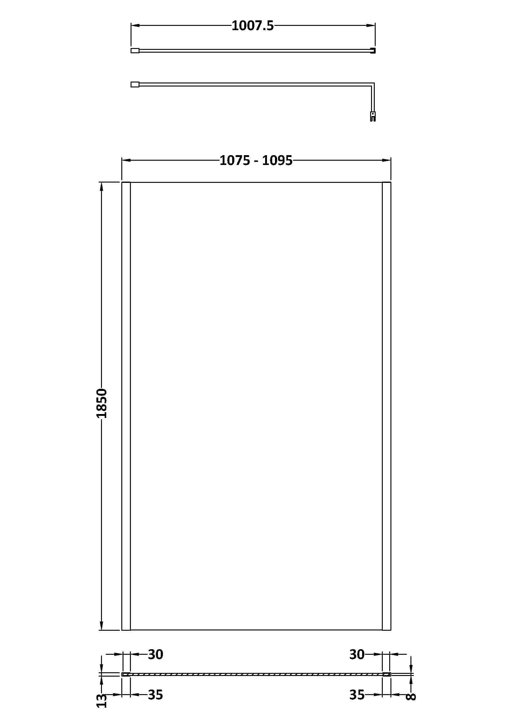 Modern walk-in shower enclosure with sleek glass panels and minimal metal frames, ideal for contemporary bathrooms. Designed for easy installation and space-efficient showering solutions.
