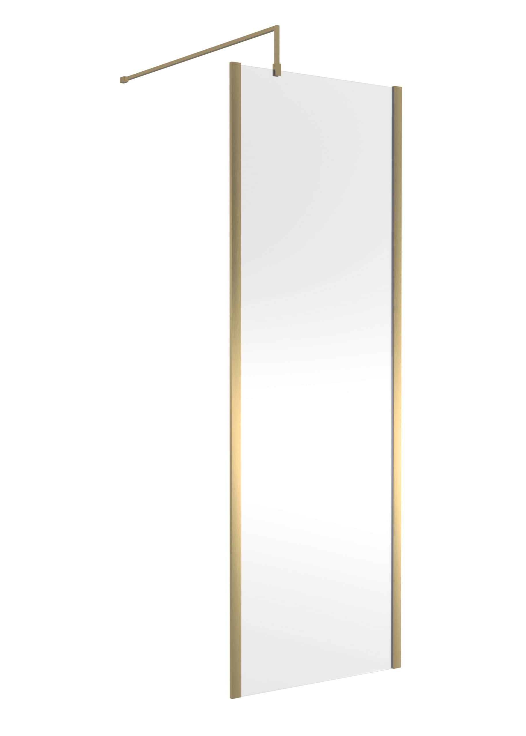 Sleek freestanding bathroom shower panel with glass door and wood accents, perfect for modern bathroom renovations and stylish ensuite designs.