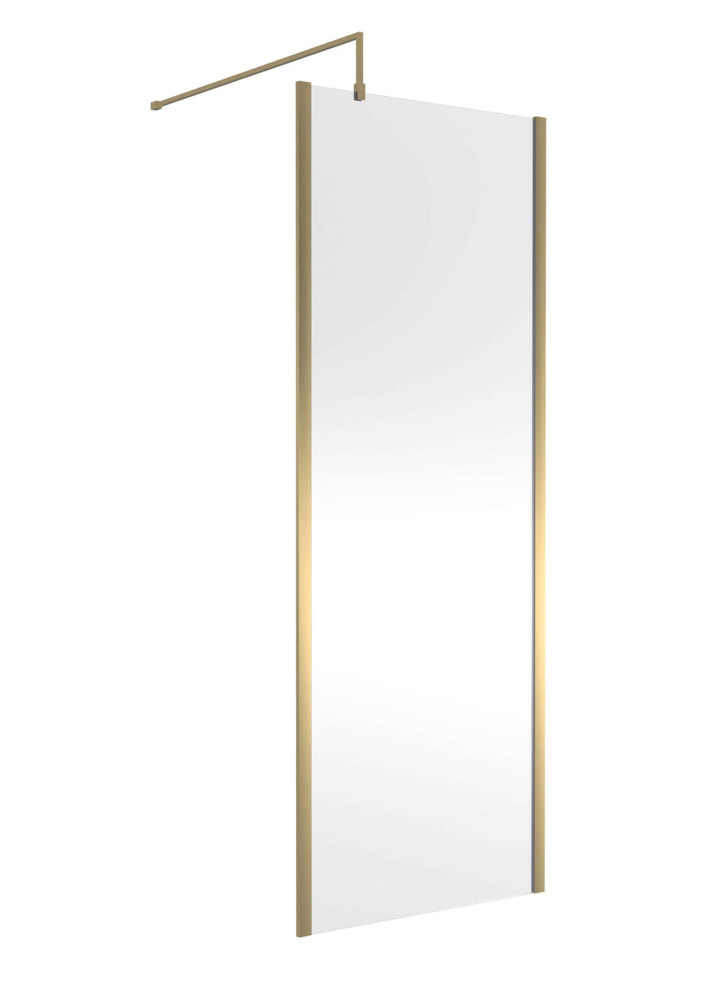 Sleek standalone bathroom mirror with gold-toned frame, ideal for modern bathrooms and powder rooms, offering reflection and style.