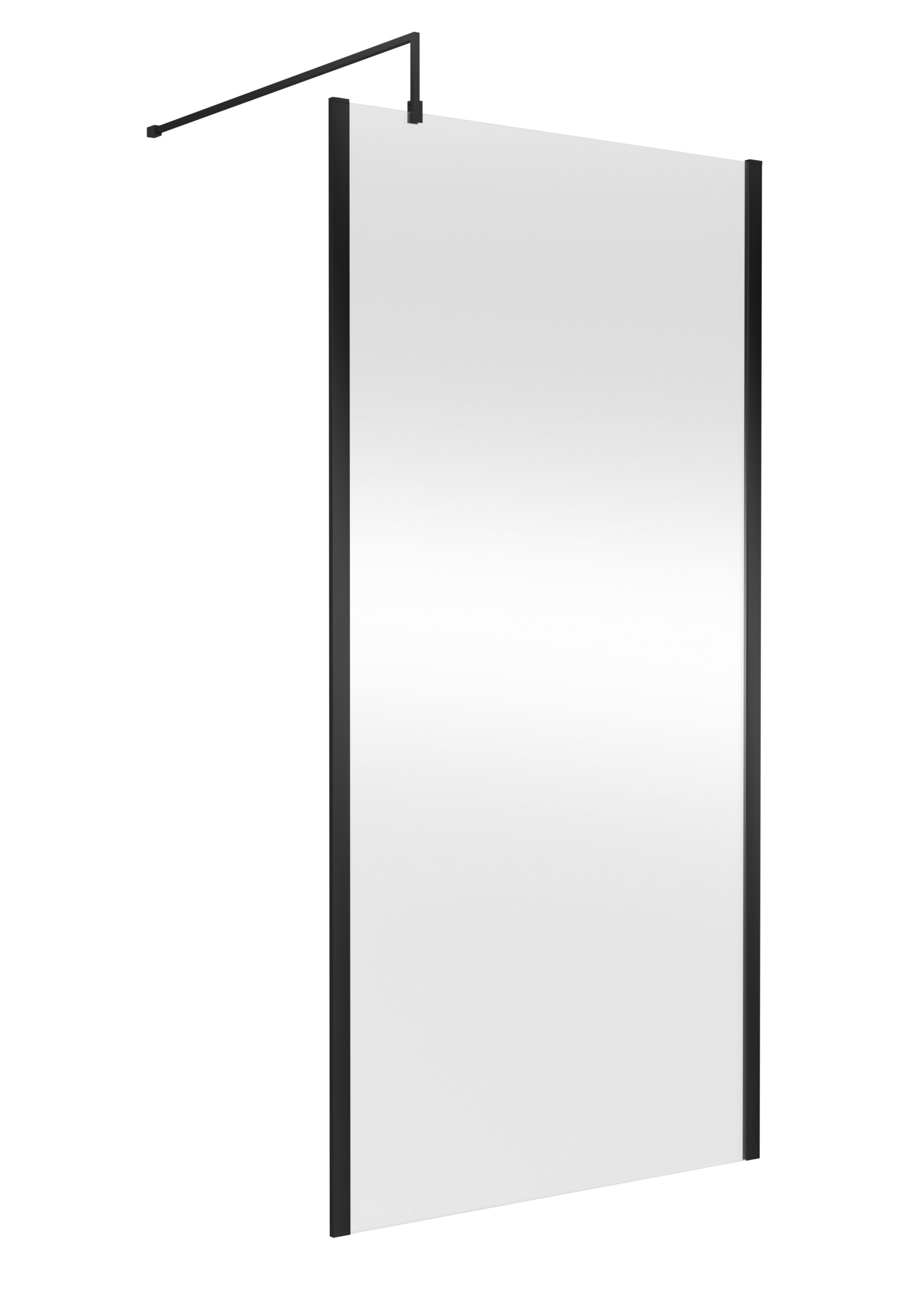 Sleek black-framed glass shower screen for modern bathrooms with minimalistic design, durable construction, and easy installation, ideal for enhancing bathroom aesthetics.