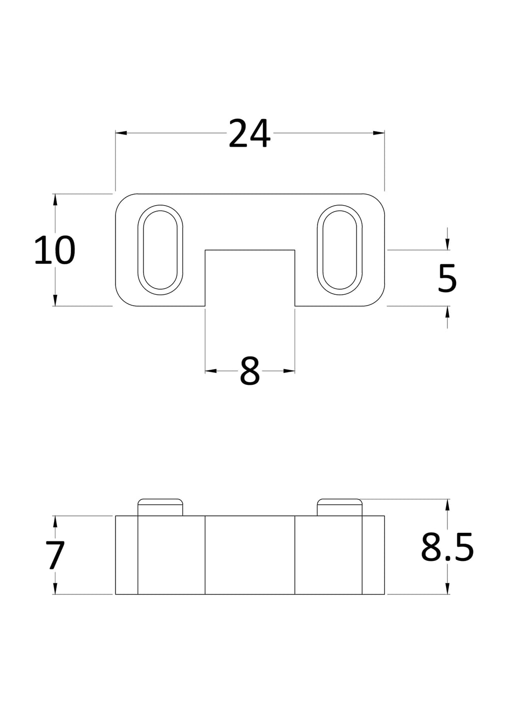 High-quality bathroom hardware fitting with detailed measurements for precise installation, ideal for bathroom renovation and cabinetry projects.