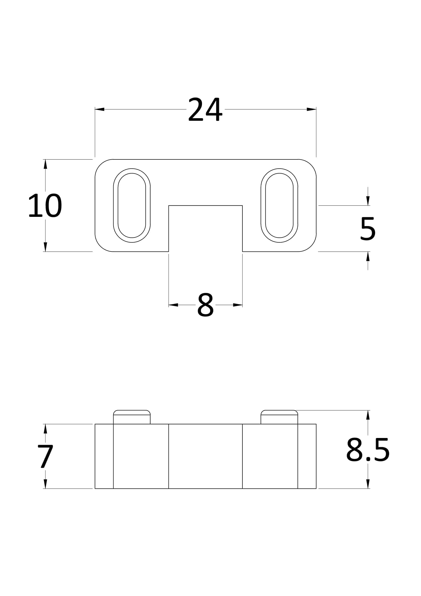 High-resolution technical drawing of a bathroom fitting component with precise dimensions for Bubly Bathrooms.