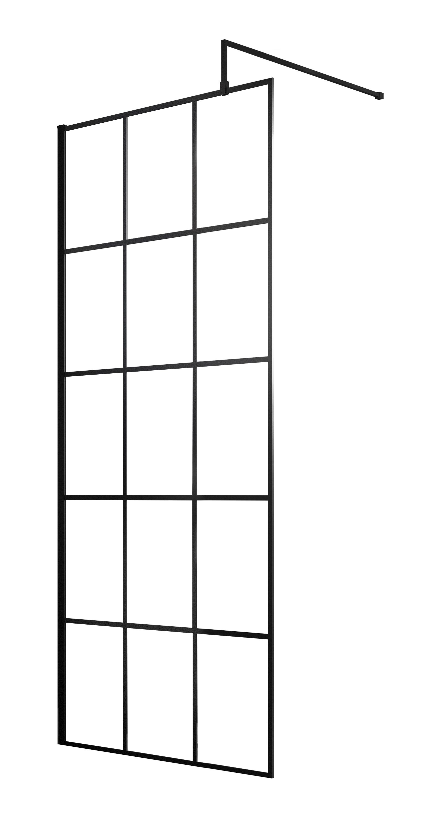 Hudson Reed Framed Wetroom Screen - 8mm Glass - Matt Black